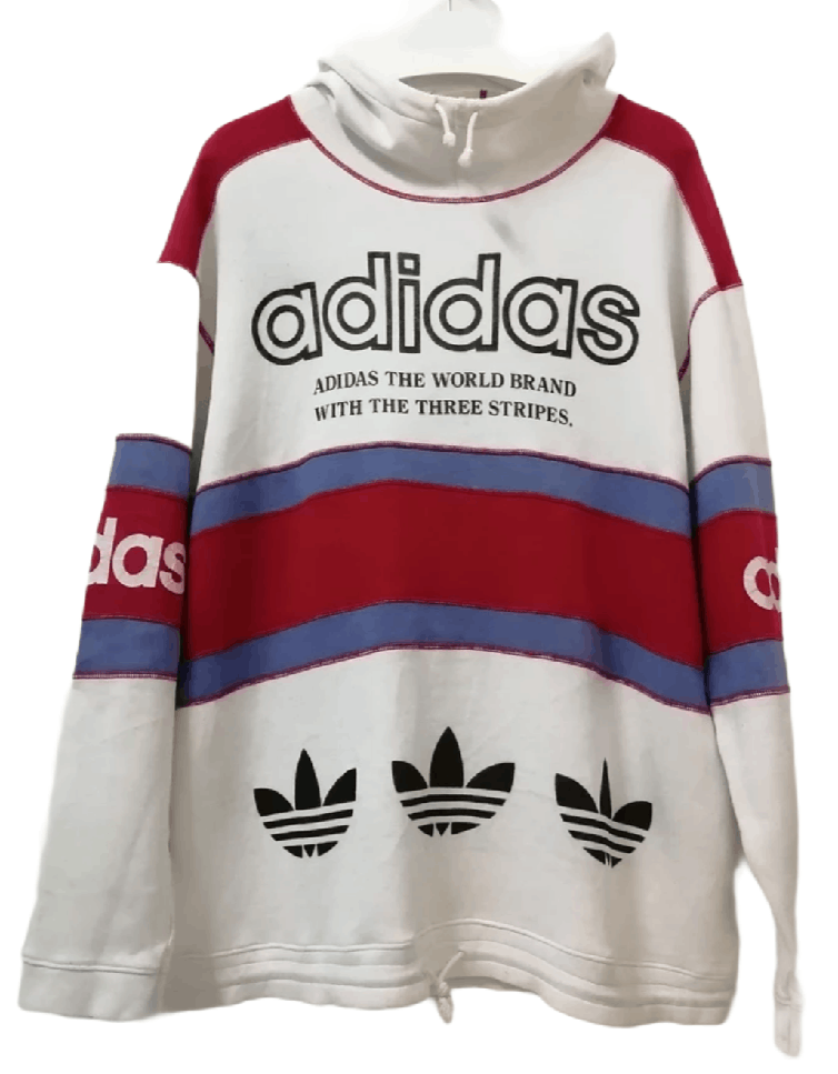 Rare!! Vintage Adidas outlets Trefoil Big Logo Spellout Embroidery Striped Sweatshirt