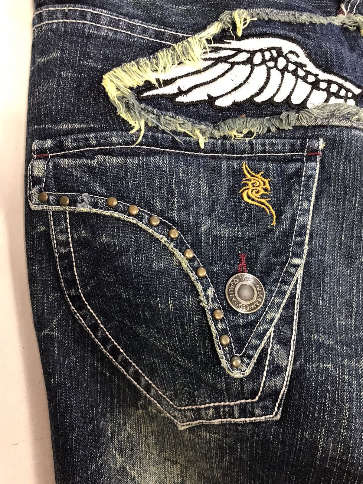 Japanese Brand × Vintage Vtg Denim Erchange Wings Logo Distressed Design Size US 32 / EU 48 - 13 Thumbnail
