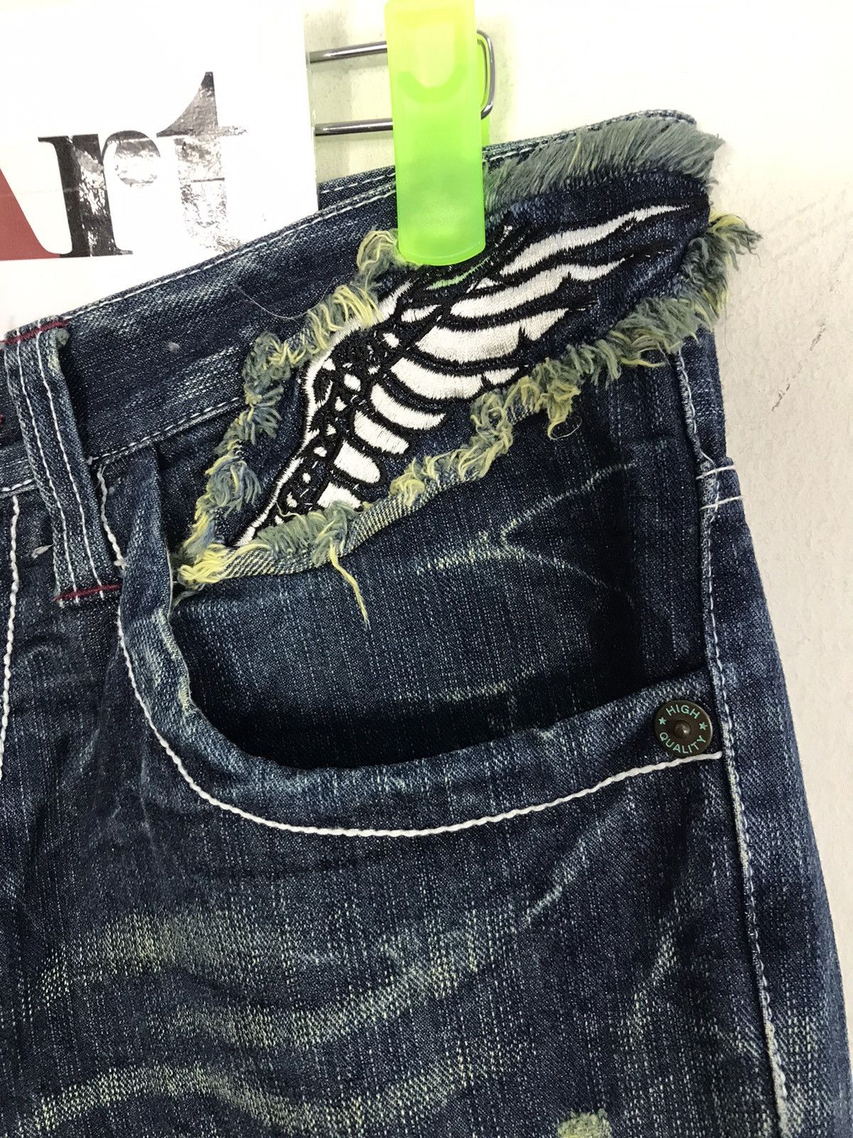 Japanese Brand × Vintage Vtg Denim Erchange Wings Logo Distressed Design Size US 32 / EU 48 - 6 Thumbnail