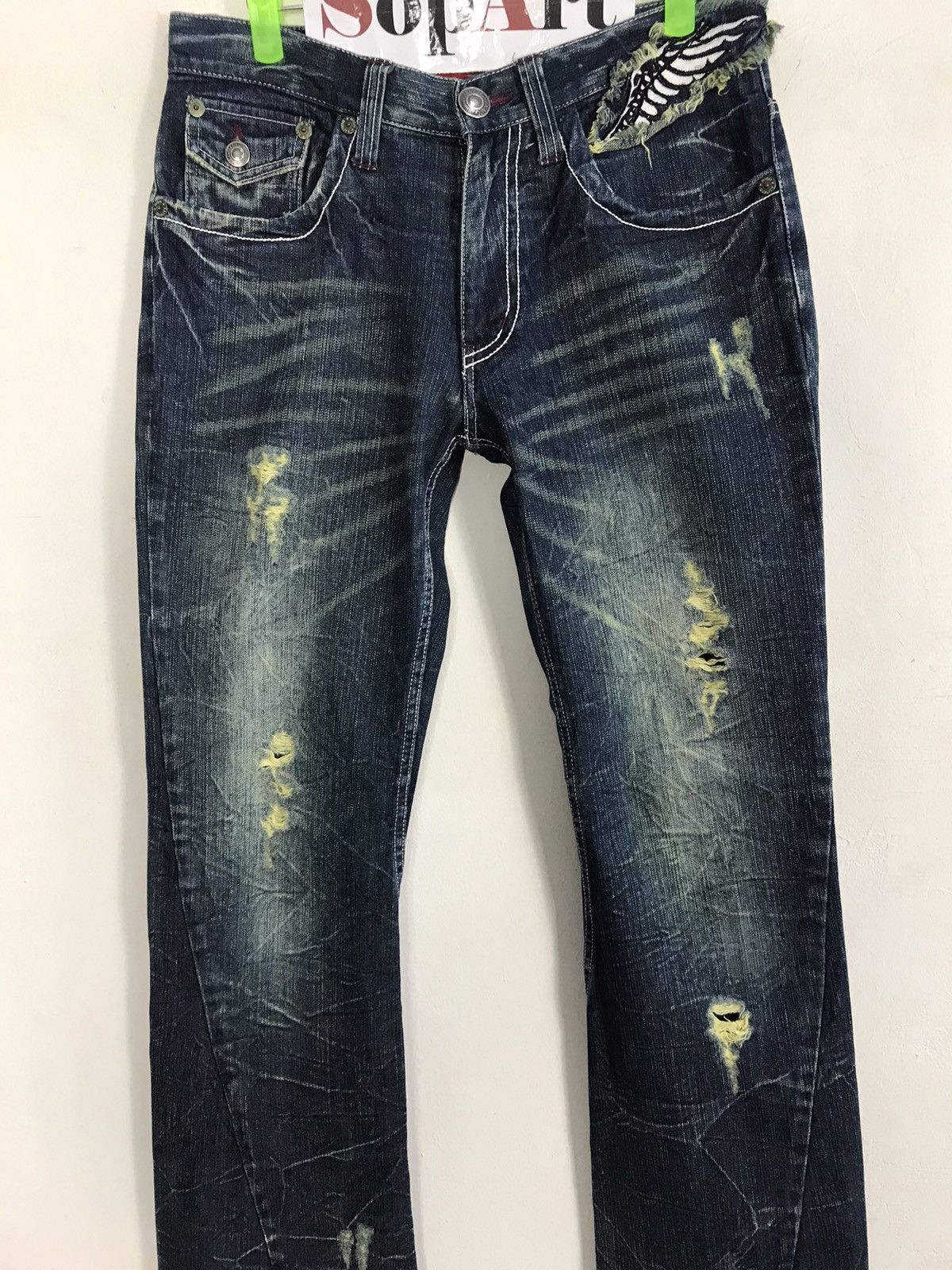 Japanese Brand × Vintage Vtg Denim Erchange Wings Logo Distressed Design Size US 32 / EU 48 - 3 Thumbnail