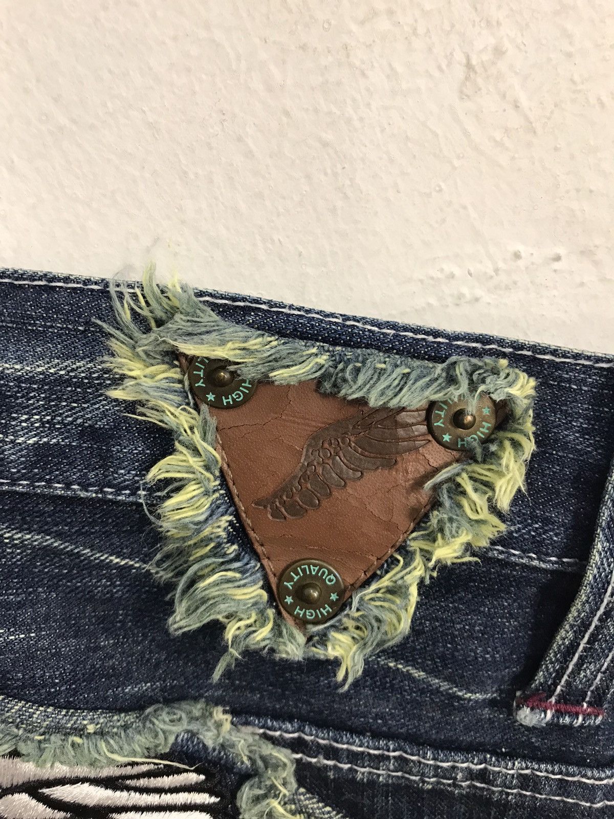 Japanese Brand × Vintage Vtg Denim Erchange Wings Logo Distressed Design Size US 32 / EU 48 - 14 Thumbnail