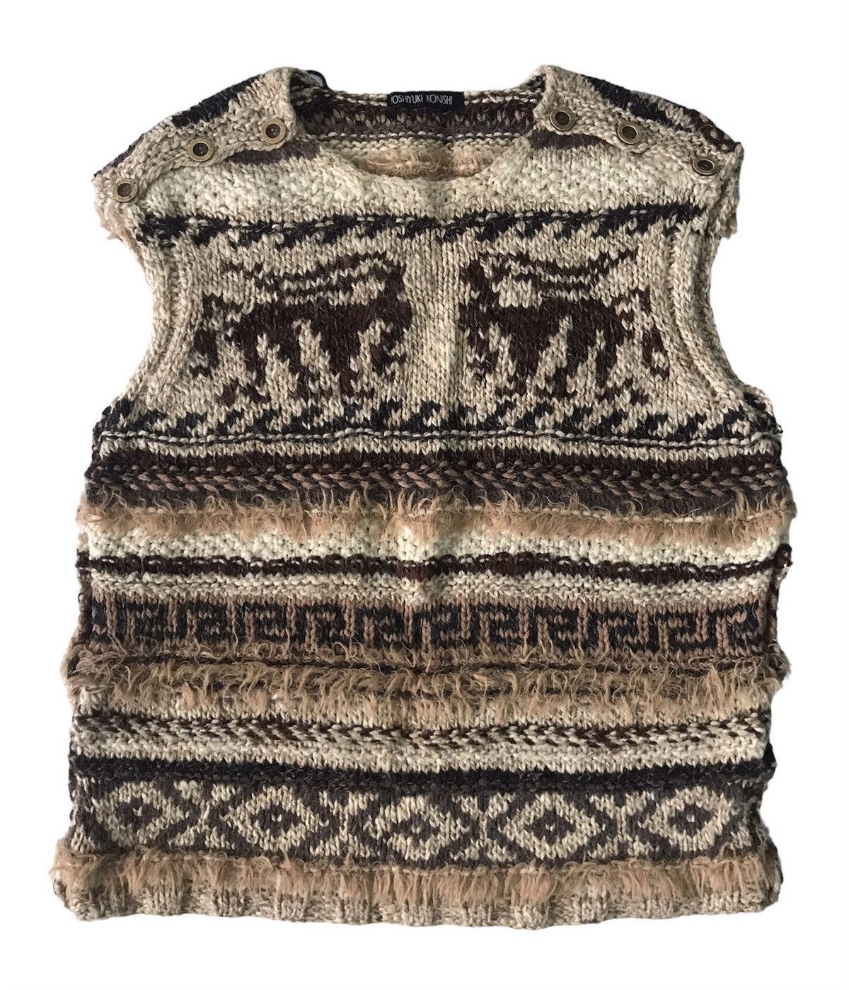 image of Art Comes First x Yoshiyuki Konishi Nice Art Yoshiyuki Konishi Blend Wool Sleeveless Jumper (Size M