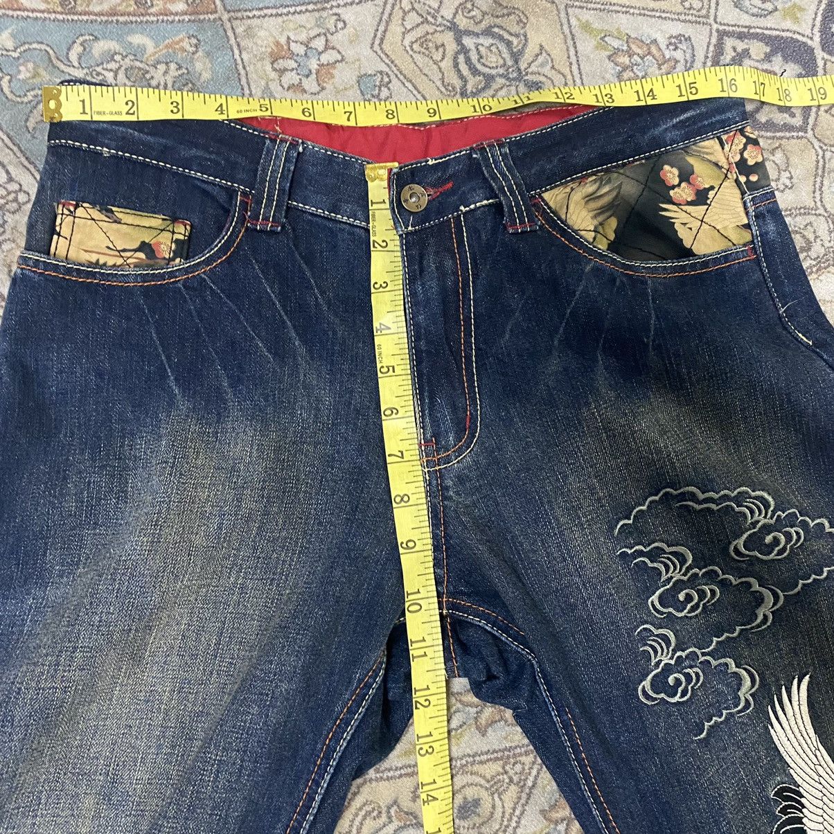 Karakuri Tamashii Japanese INFINITY Denim Embroidery Jeans Eagle Fly High Size US 33 - 18 Thumbnail