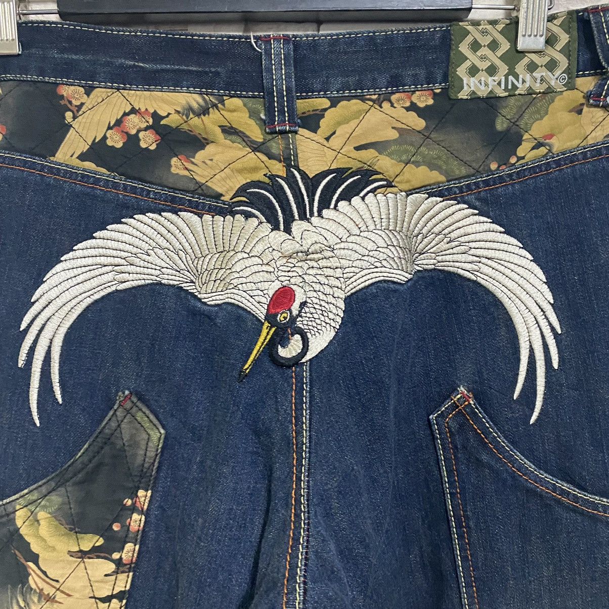 Karakuri Tamashii Japanese INFINITY Denim Embroidery Jeans Eagle Fly High Size US 33 - 14 Thumbnail