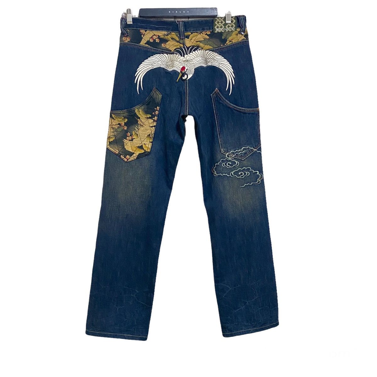 Karakuri Tamashii Japanese INFINITY Denim Embroidery Jeans Eagle Fly High Size US 33 - 1 Thumbnail