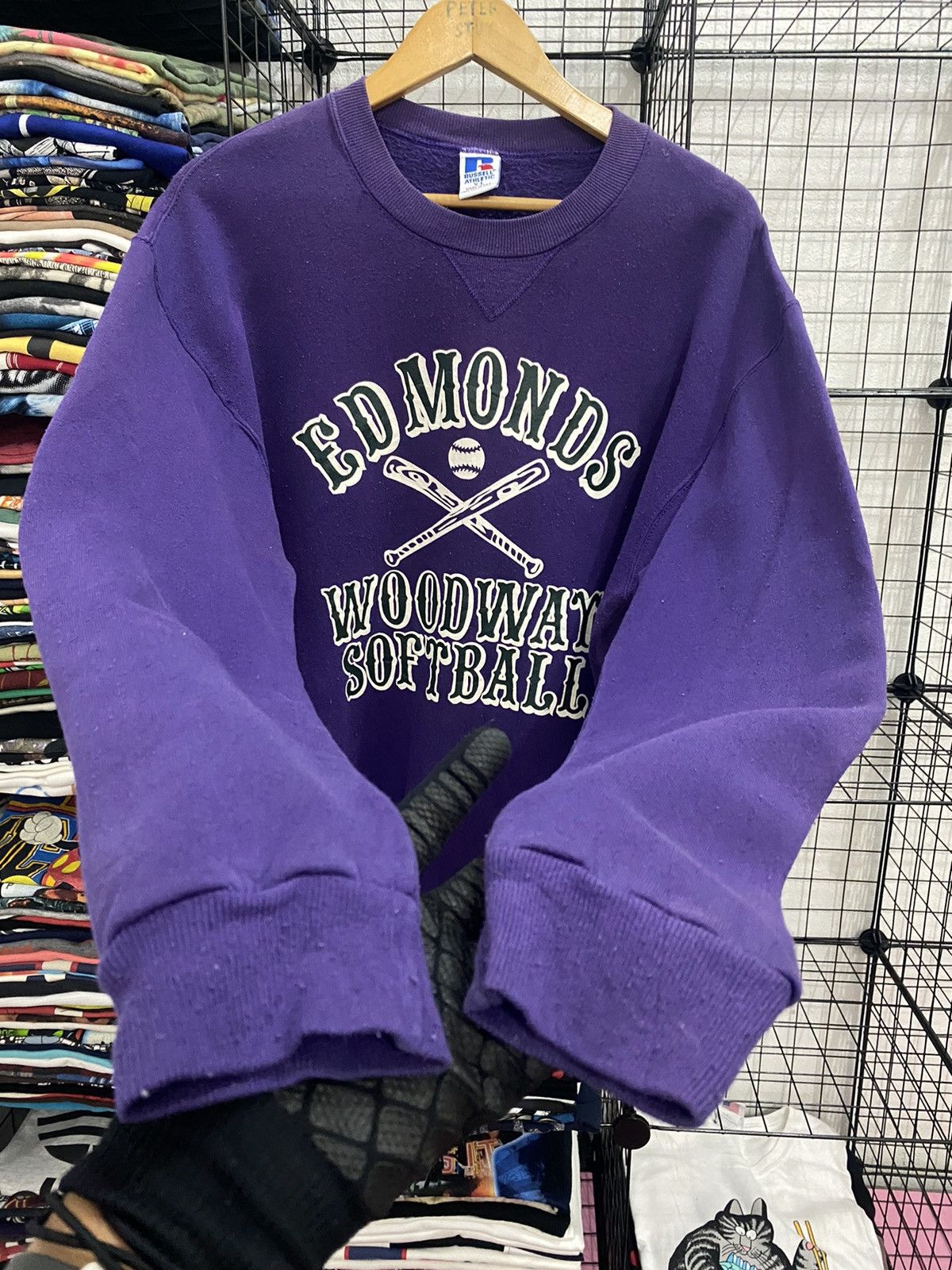 Russell Athletic × Vintage Vintage Edmons Woodway Softball Sweatshirt Size US XL / EU 56 / 4 - 3 Thumbnail