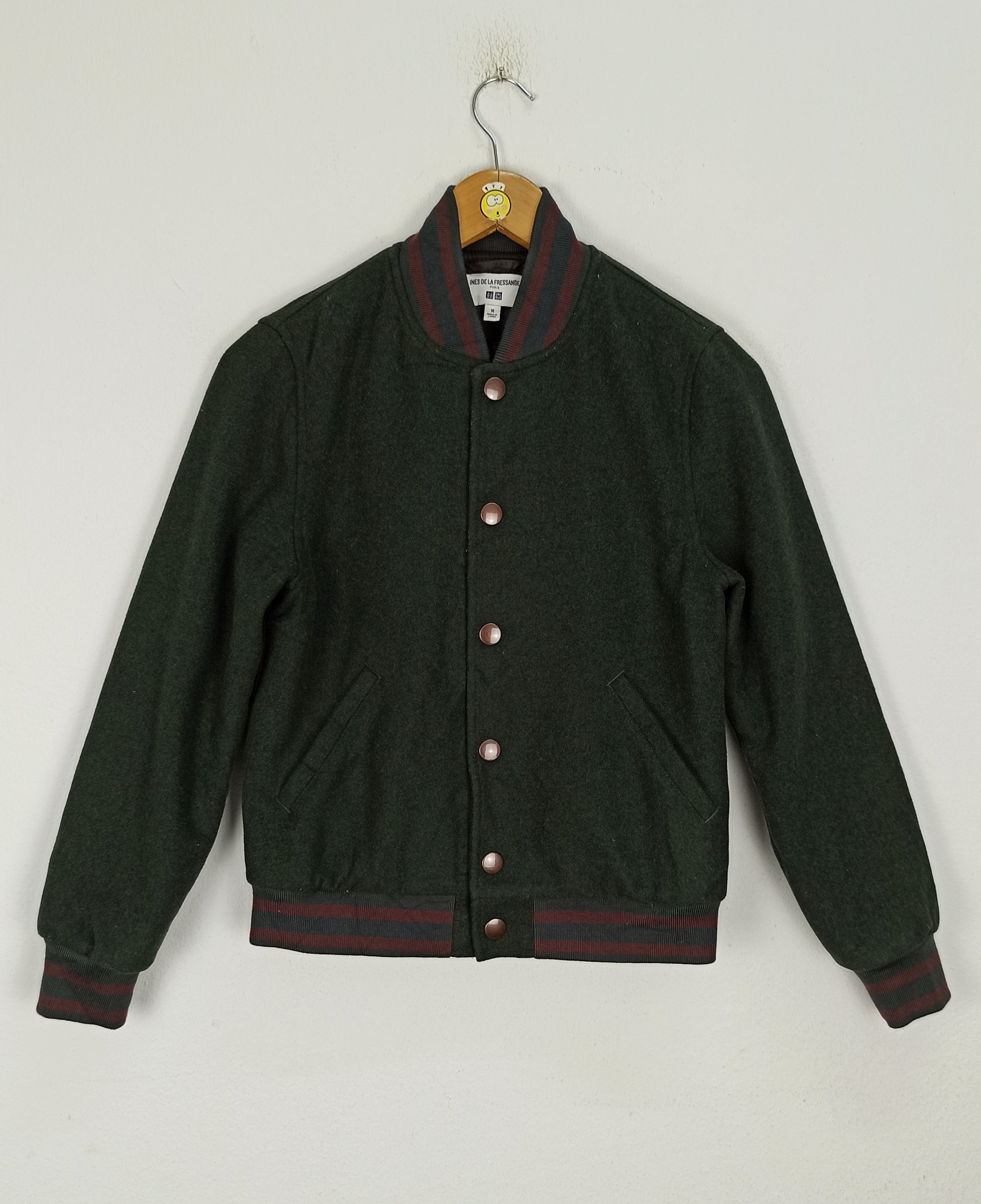 image of Ines De La Fressange X Uniqlo Bomber Jacket Wool Small Size in Dark Green, Men's