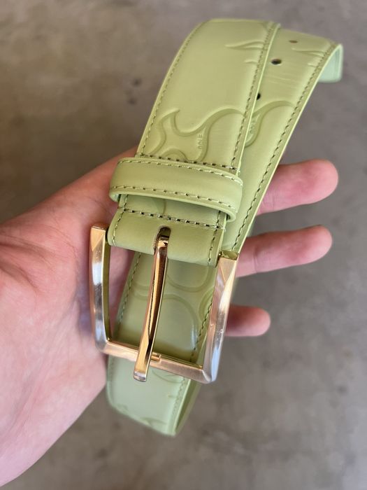 Golf Wang DS Golf Wang Debossed Flame Leather Belt Sage | Grailed