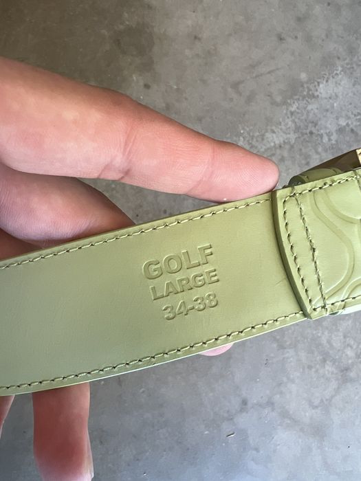 Golf Wang DS Golf Wang Debossed Flame Leather Belt Sage