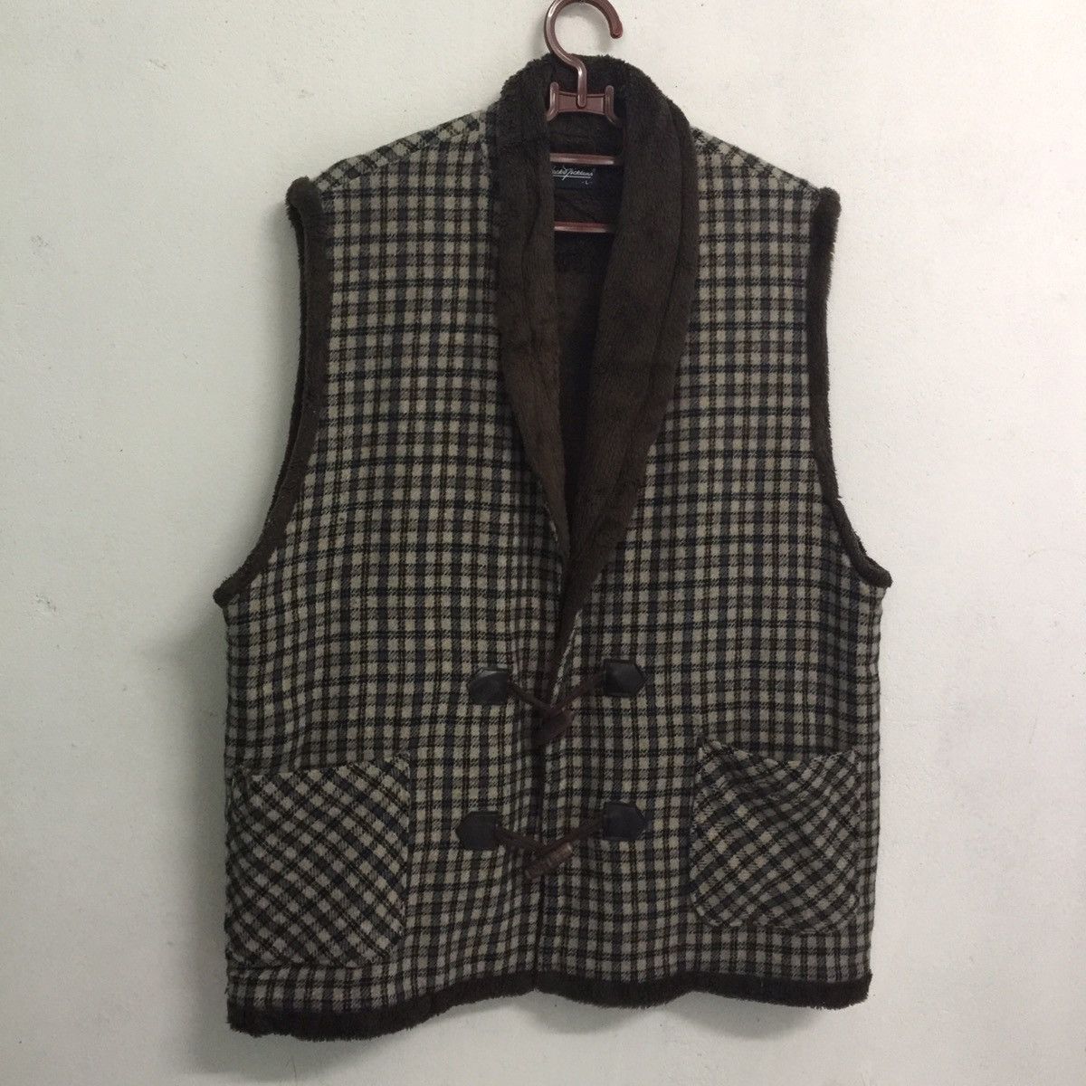 Japanese Brand Rare nova checked vest fleece inside Size US M / EU 48-50 / 2 - 3 Thumbnail