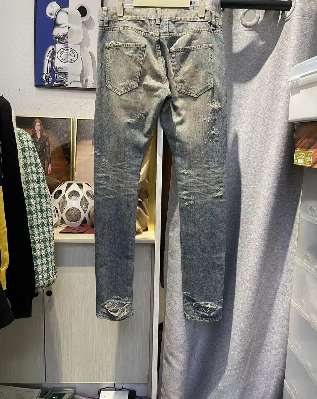 Saint Laurent Paris Saint Laurent Raglan wash destroyed blue jeans Size US 31 - 2 Thumbnail