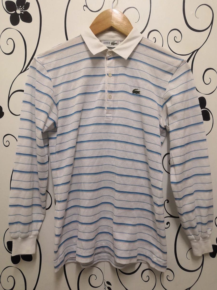 Lacoste Vintage Lacoste Polo Shirt Long Sleeve Striped White Size US XS / EU 42 / 0 - 1 Thumbnail