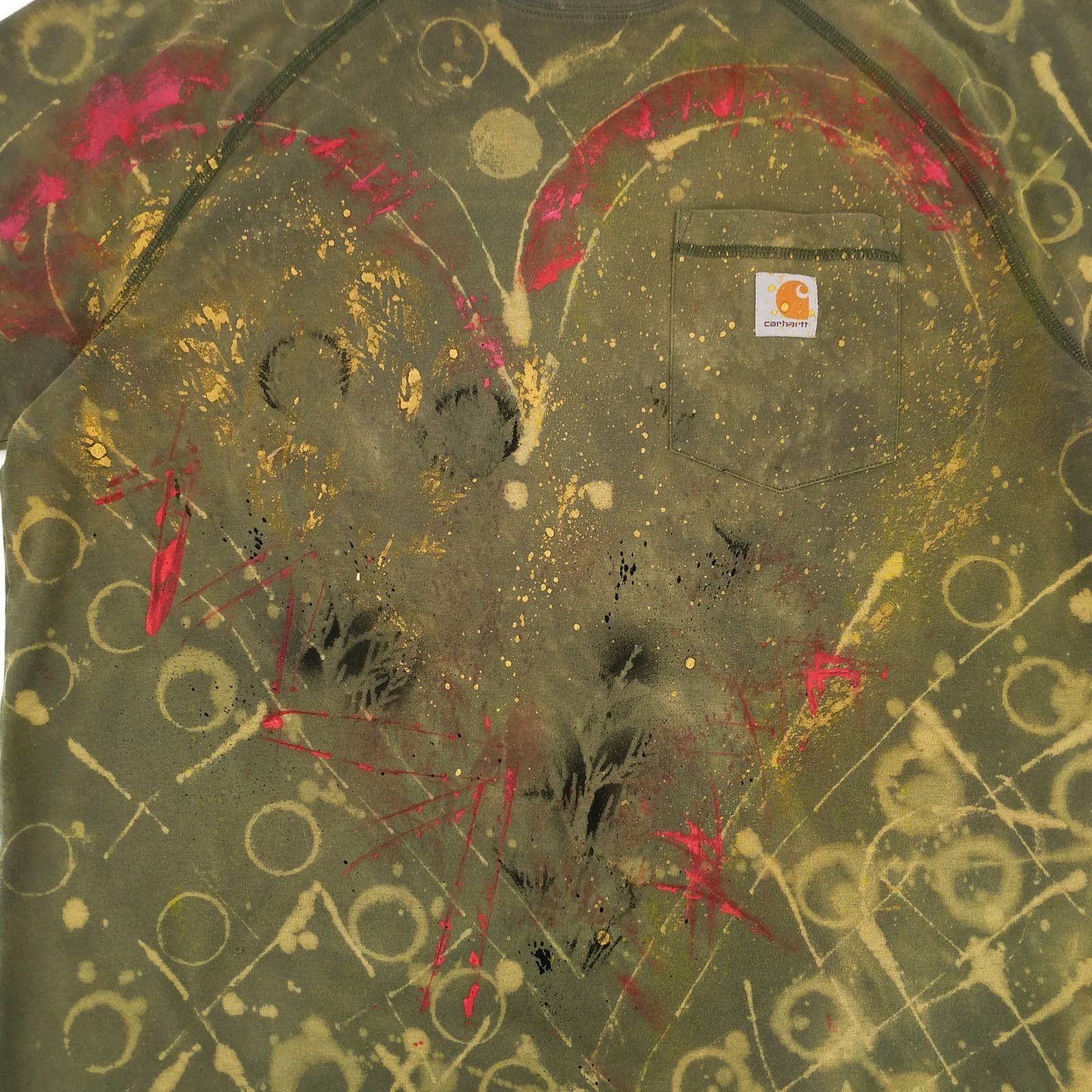 Carhartt Carhartt Custom Painted Bleached Tie Dye Heart T-Shirt Moss Size US L / EU 52-54 / 3 - 2 Thumbnail