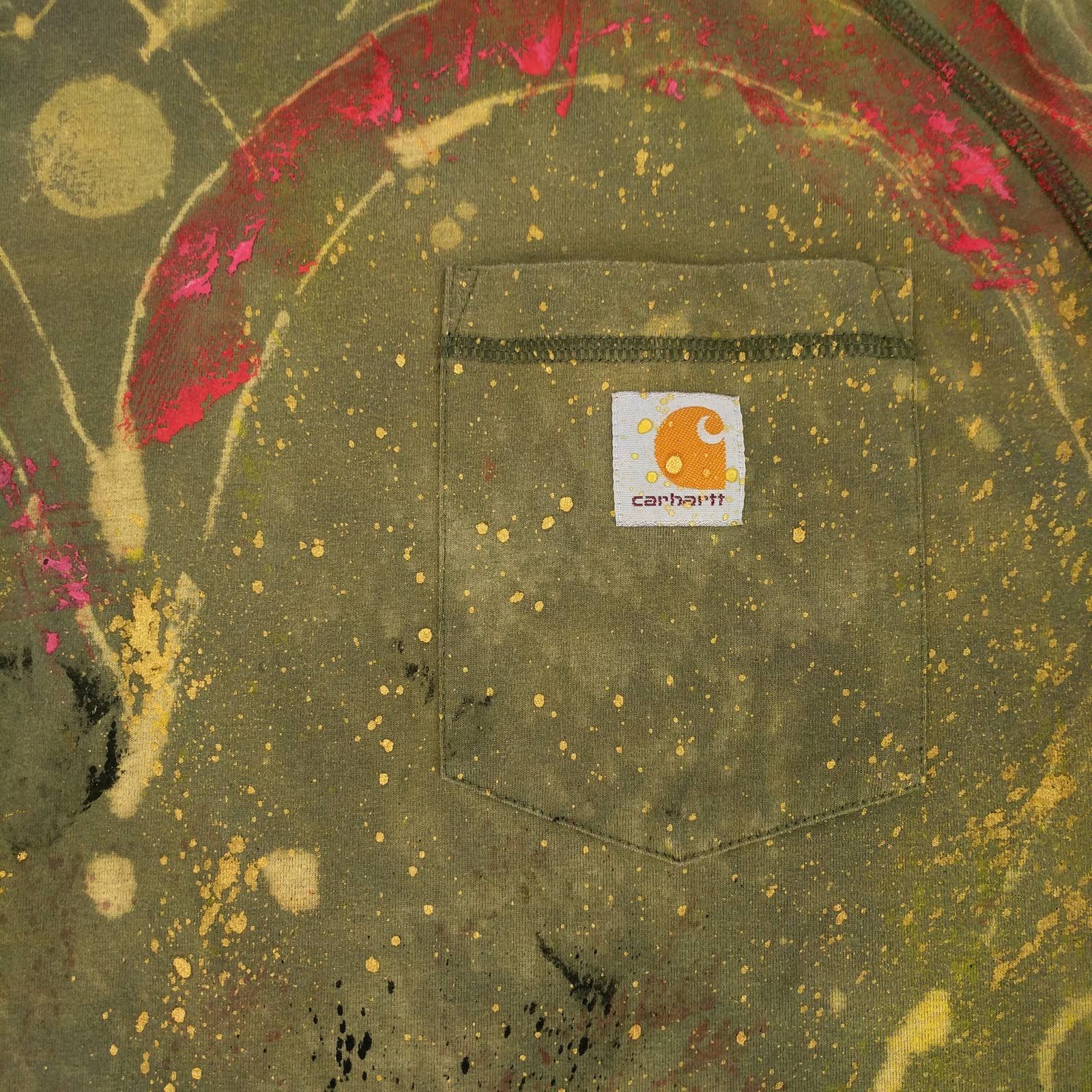 Carhartt Carhartt Custom Painted Bleached Tie Dye Heart T-Shirt Moss Size US L / EU 52-54 / 3 - 3 Thumbnail