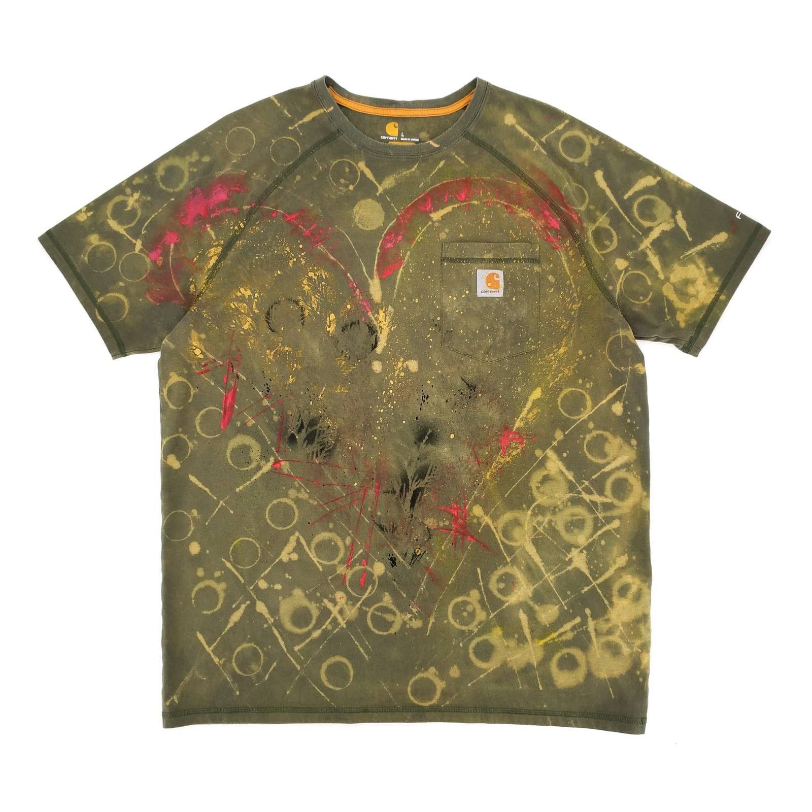 Carhartt Carhartt Custom Painted Bleached Tie Dye Heart T-Shirt Moss Size US L / EU 52-54 / 3 - 1 Thumbnail