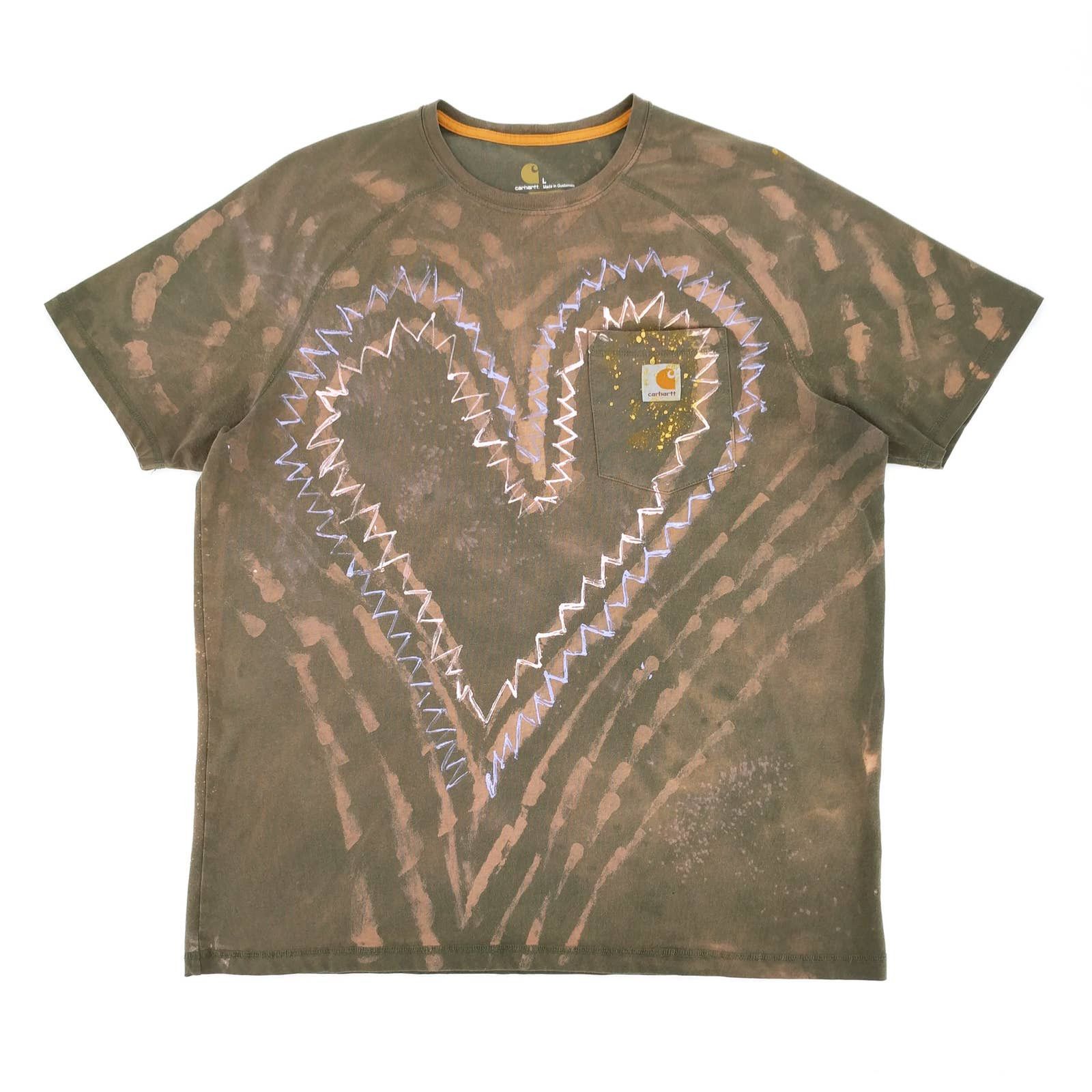 Carhartt Carhartt Custom Painted Bleached Tie Dye Heart T-Shirt Size US L / EU 52-54 / 3 - 1 Thumbnail