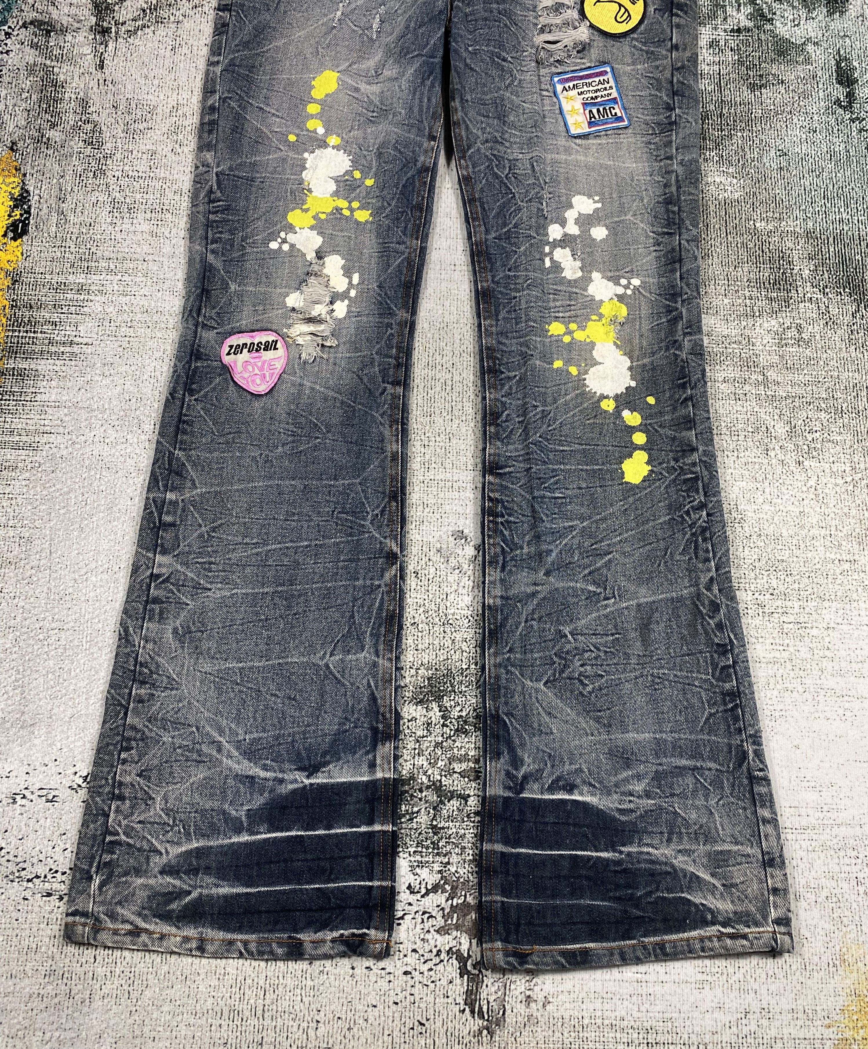 If Six Was Nine × Japanese Brand Japanese Zero Sail Bell Bottom Flare Distressed Denims Size US 33 - 6 Thumbnail