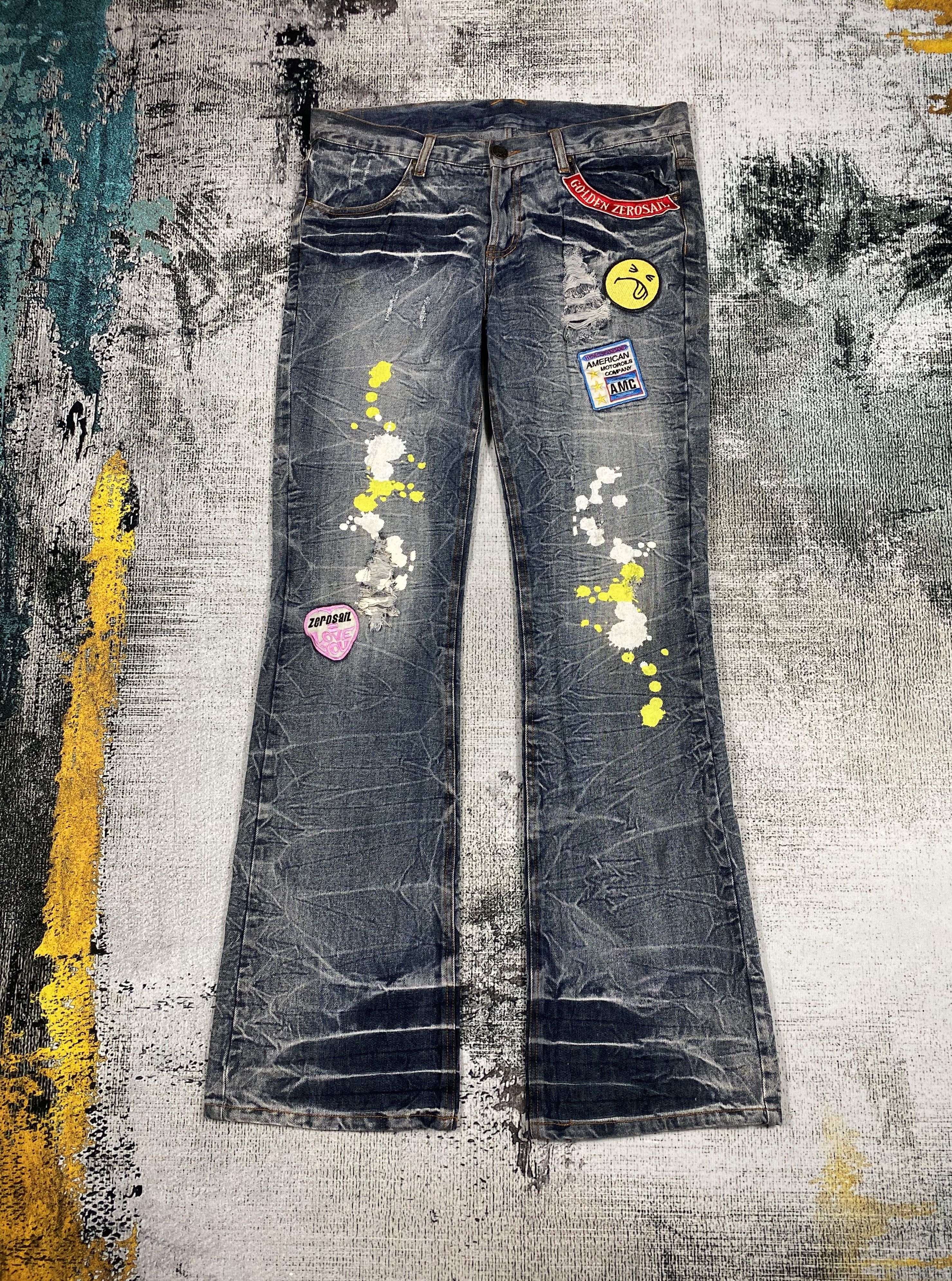 If Six Was Nine × Japanese Brand Japanese Zero Sail Bell Bottom Flare Distressed Denims Size US 33 - 1 Thumbnail