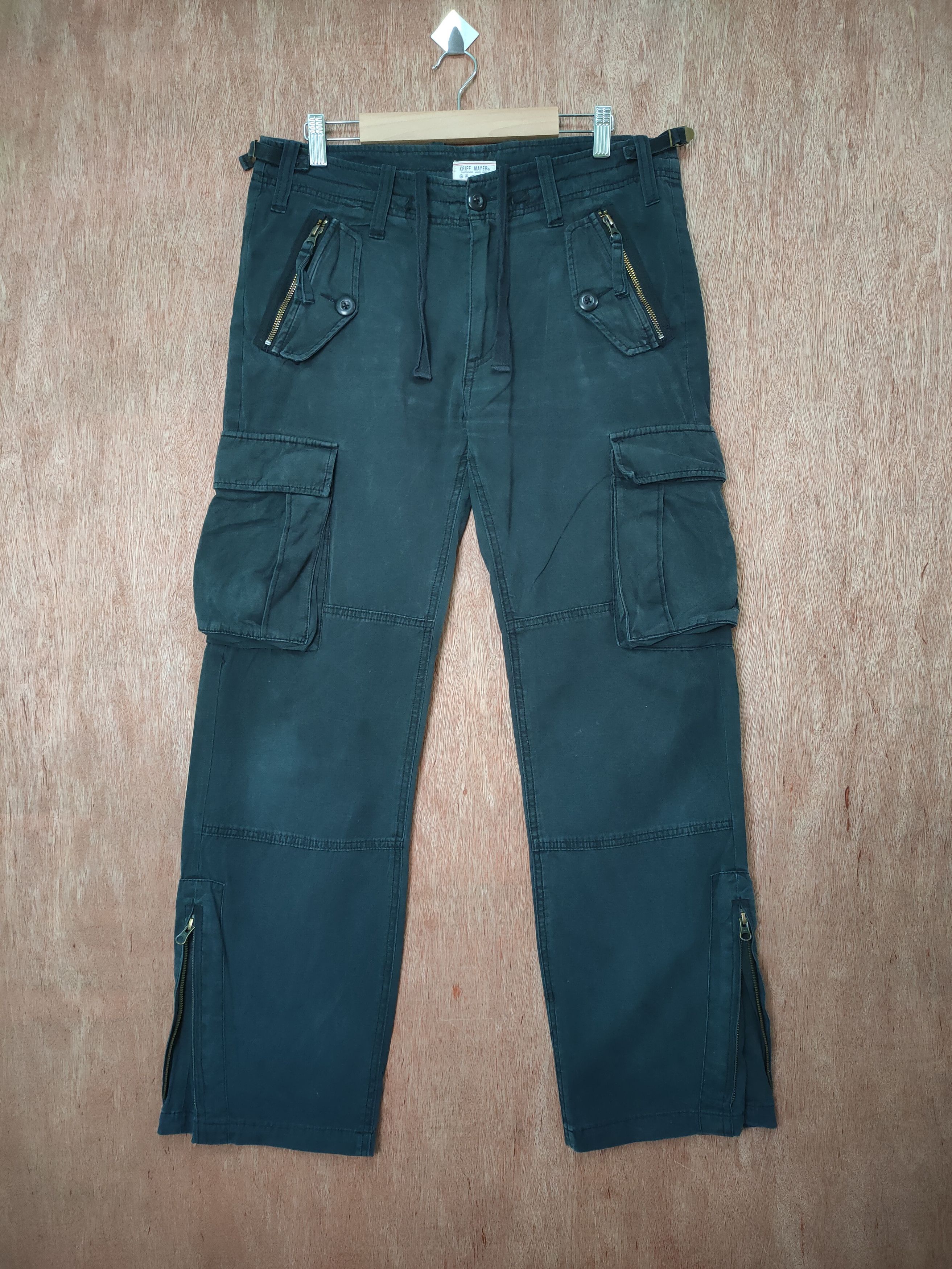 image of Vintage Kriff Mayer Cargo Pants/ Zip Open Leg in Black, Men's (Size 32)