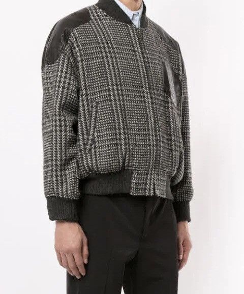 Issey Miyake Issey Miyake 1980's Logo Patch Leather Plaid Bomber Jacket Size US M / EU 48-50 / 2 - 2 Thumbnail