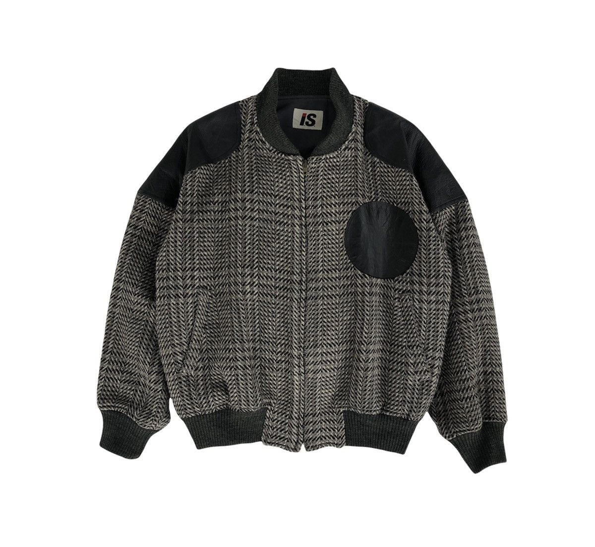Issey Miyake Issey Miyake 1980's Logo Patch Leather Plaid Bomber Jacket Size US M / EU 48-50 / 2 - 6 Thumbnail