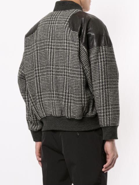 Issey Miyake Issey Miyake 1980's Logo Patch Leather Plaid Bomber Jacket Size US M / EU 48-50 / 2 - 3 Thumbnail