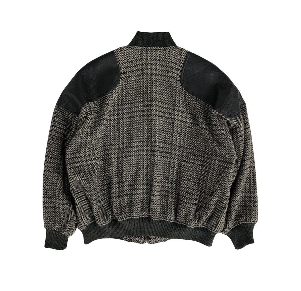 Issey Miyake Issey Miyake 1980's Logo Patch Leather Plaid Bomber Jacket Size US M / EU 48-50 / 2 - 8 Thumbnail