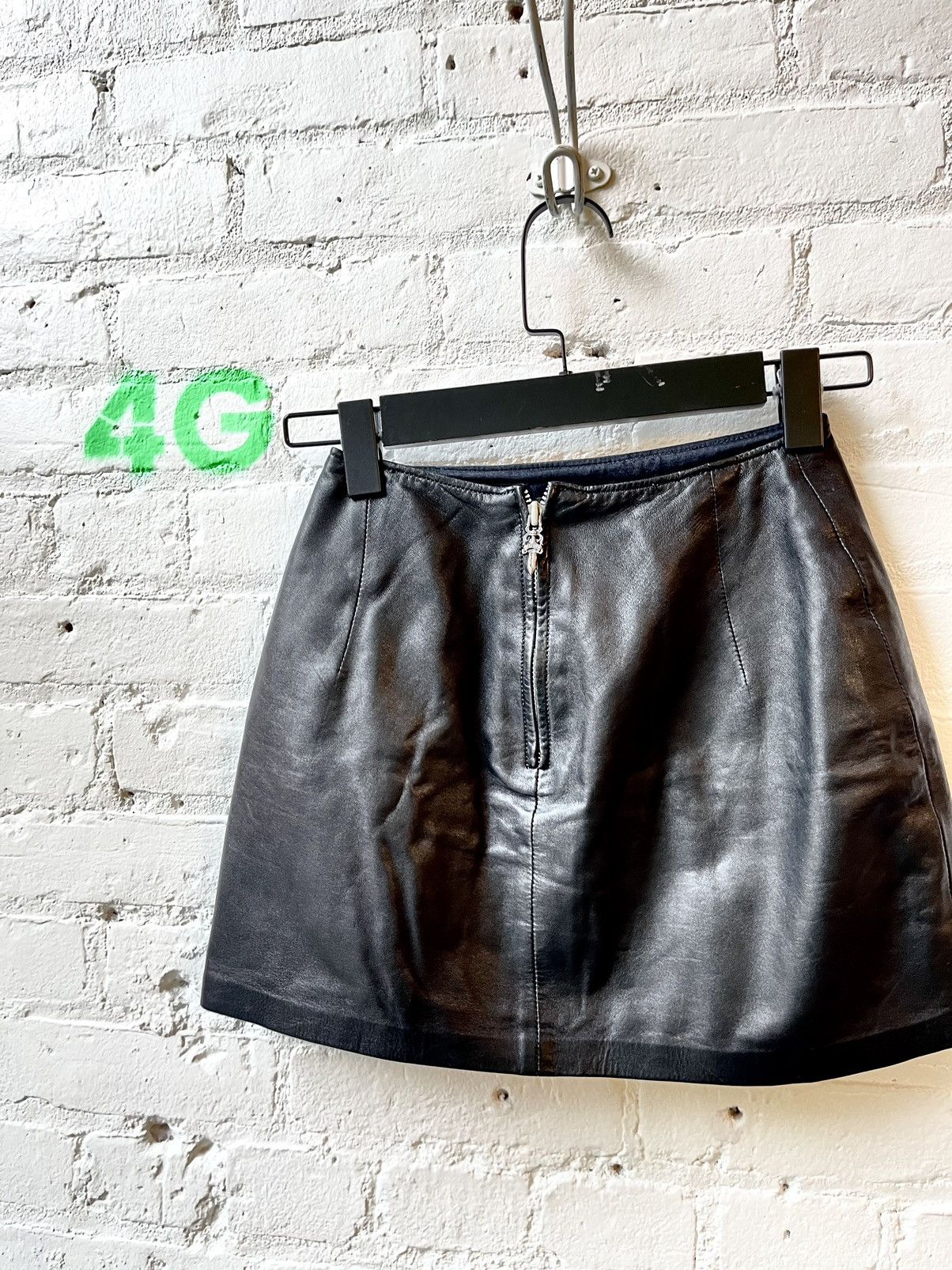 image of Chrome Hearts Leather Mini Skirt Size 26 in Black, Women's