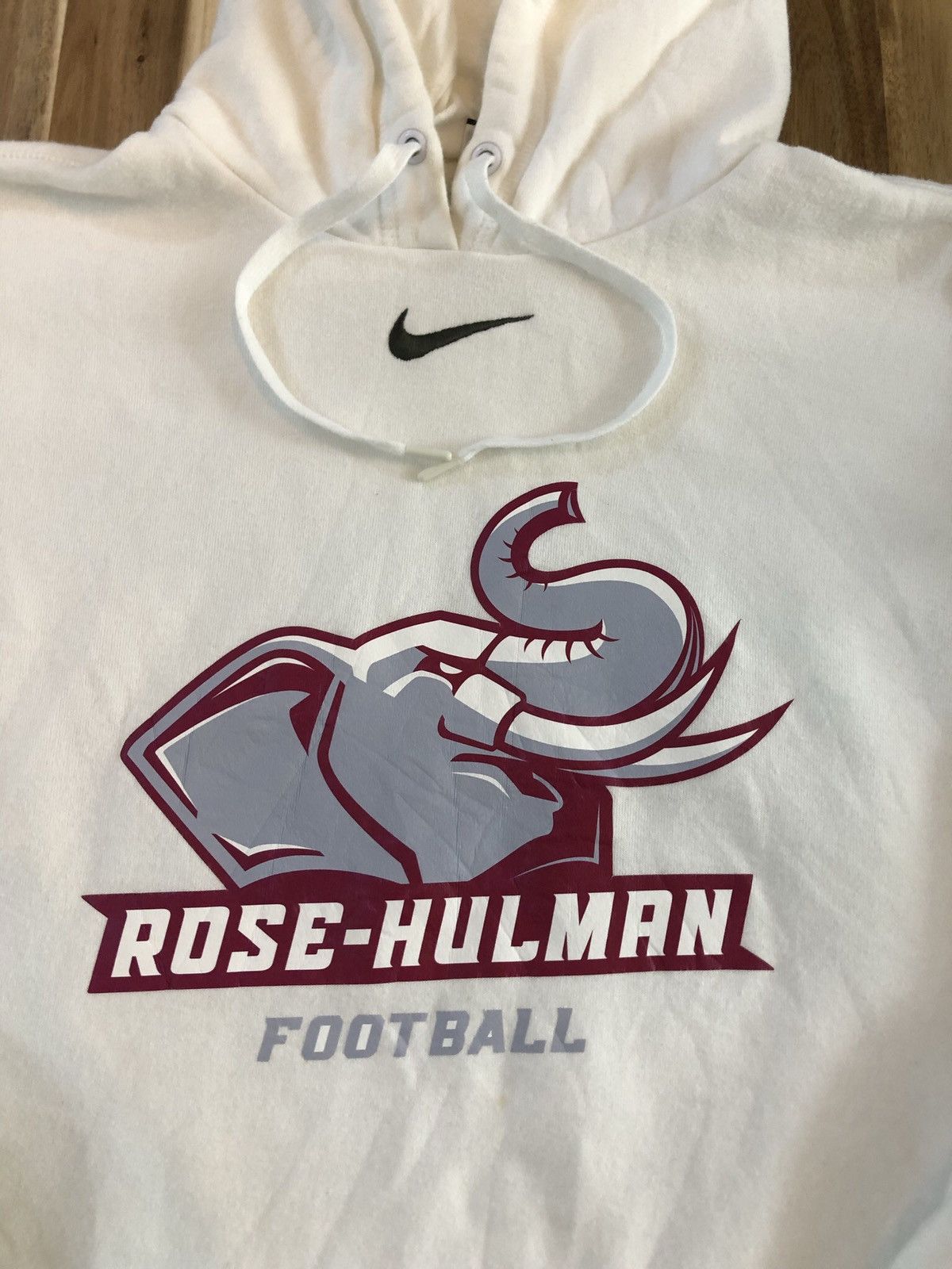 Nike × Vintage SA1 Nike Center Swoosh Rose Hullman Football Hoodies Size US XL / EU 56 / 4 - 4 Thumbnail