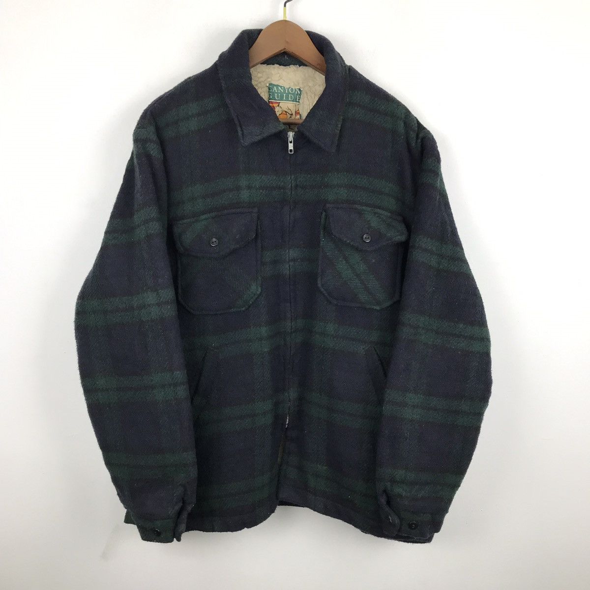 【新品未使用】Wool100% Check Jacket 36 Vintage Japanese Canyon Checkered 100% wool Jacket