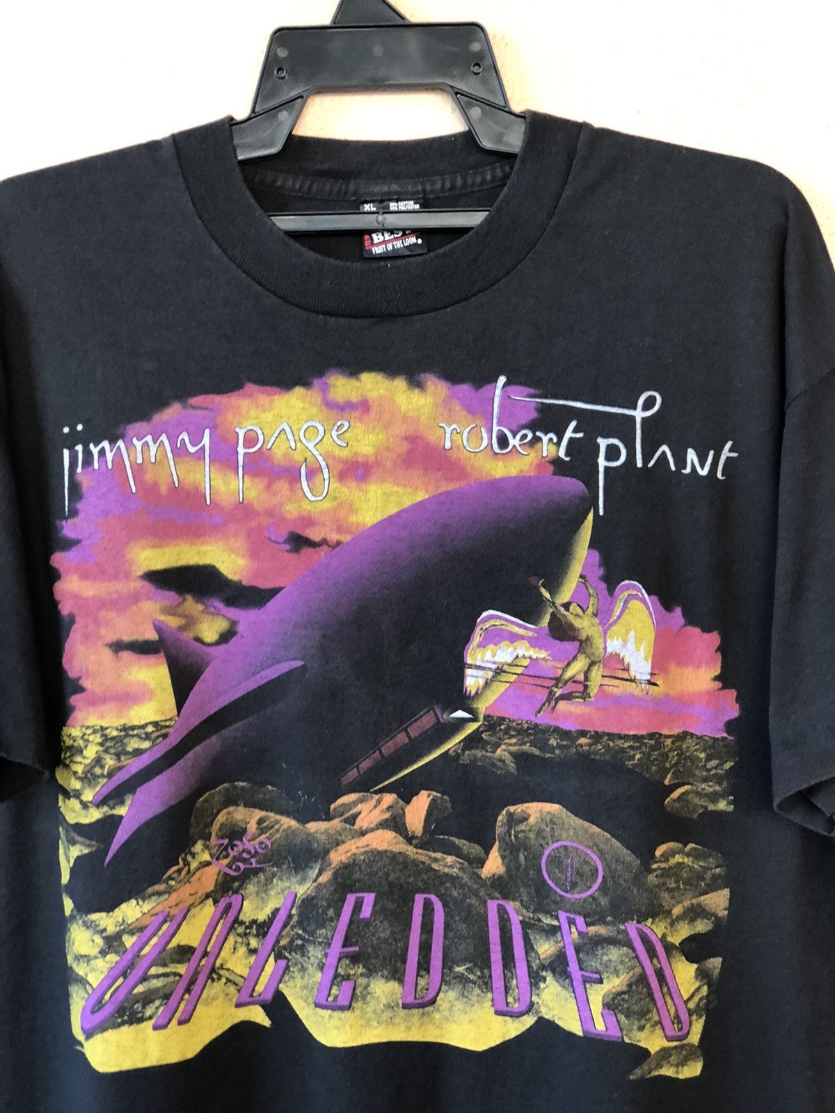 Band Tees × Led Zeppelin × Vintage Vintage 90s Robert Plant Jimmy Page Unledded Tour Tee Size US XL / EU 56 / 4 - 2 Thumbnail