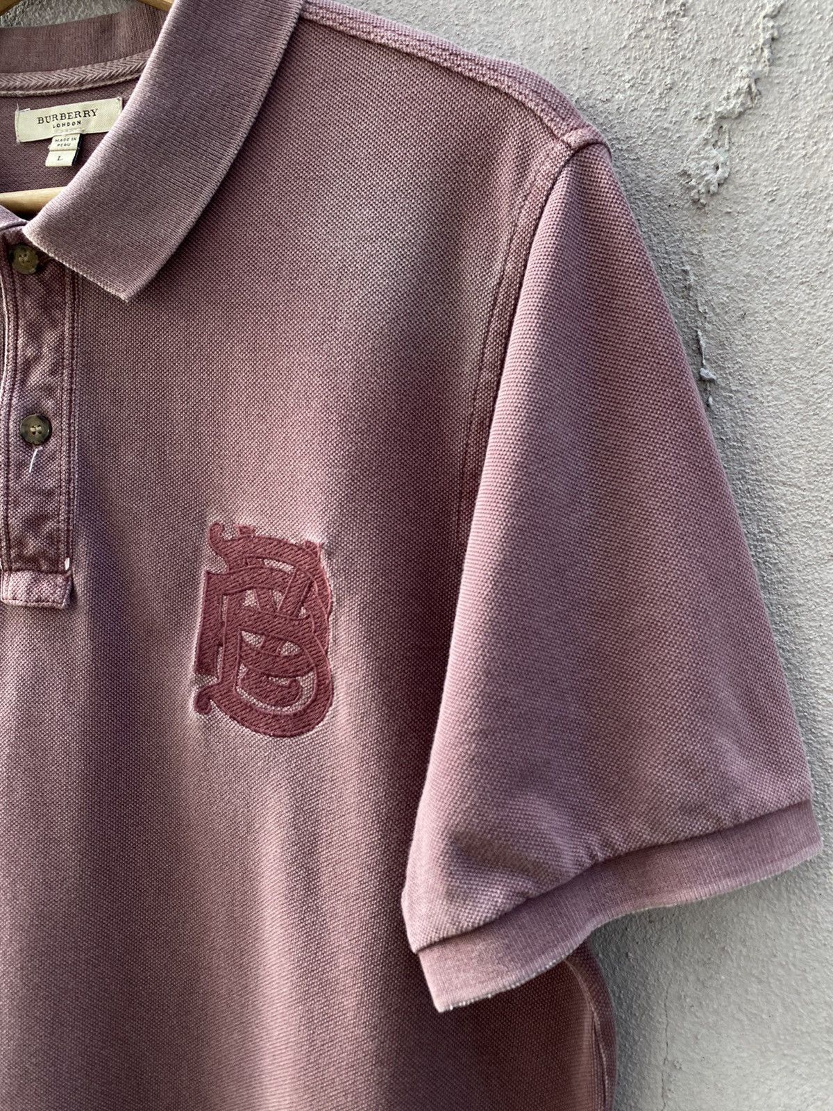 Burberry London Purplish Washed Embroidery Logo Polo Shirt