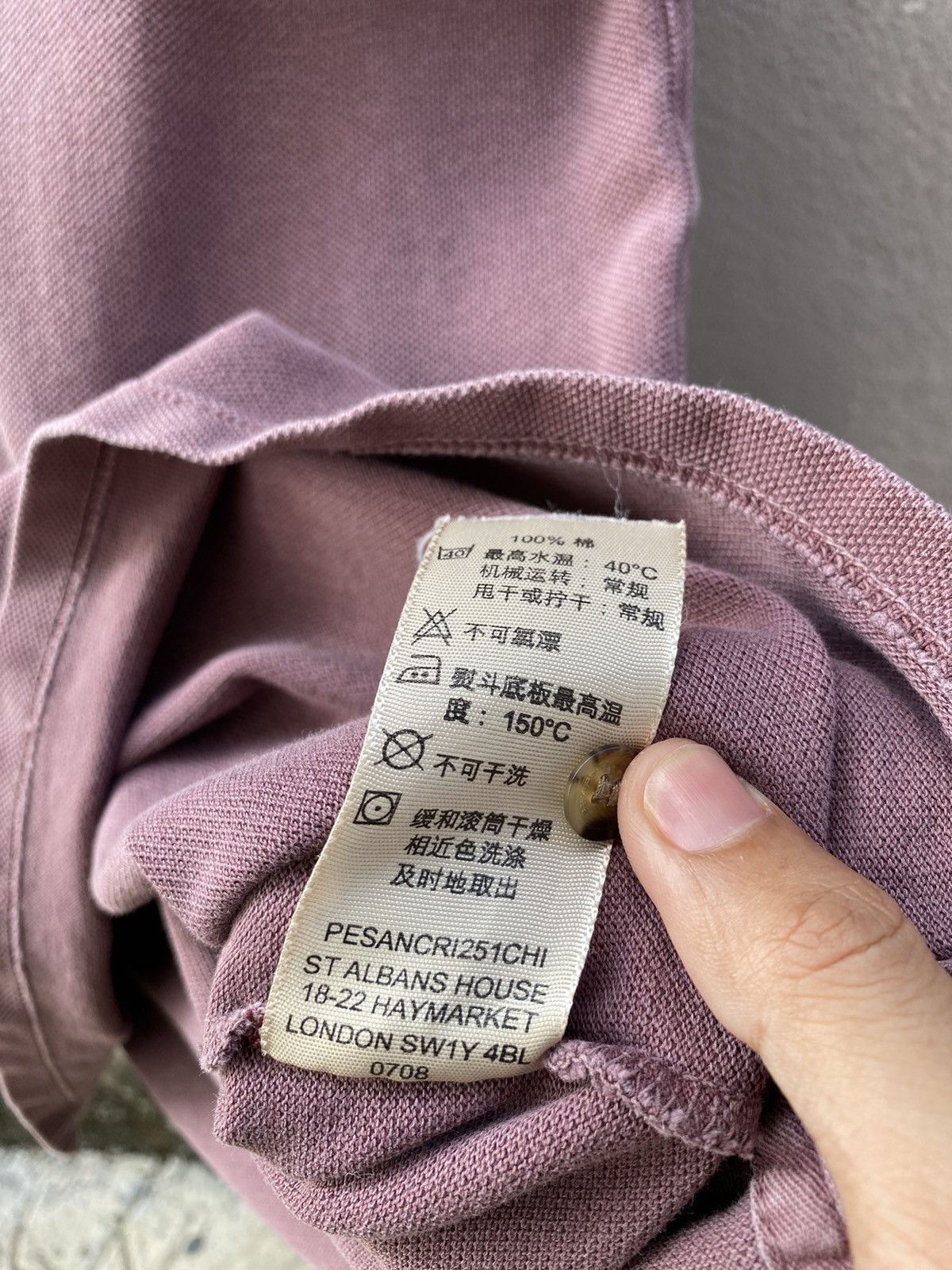 Burberry London Purplish Washed Embroidery Logo Polo Shirt