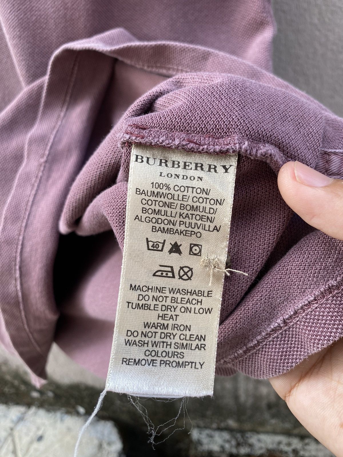 Burberry London Purplish Washed Embroidery Logo Polo Shirt