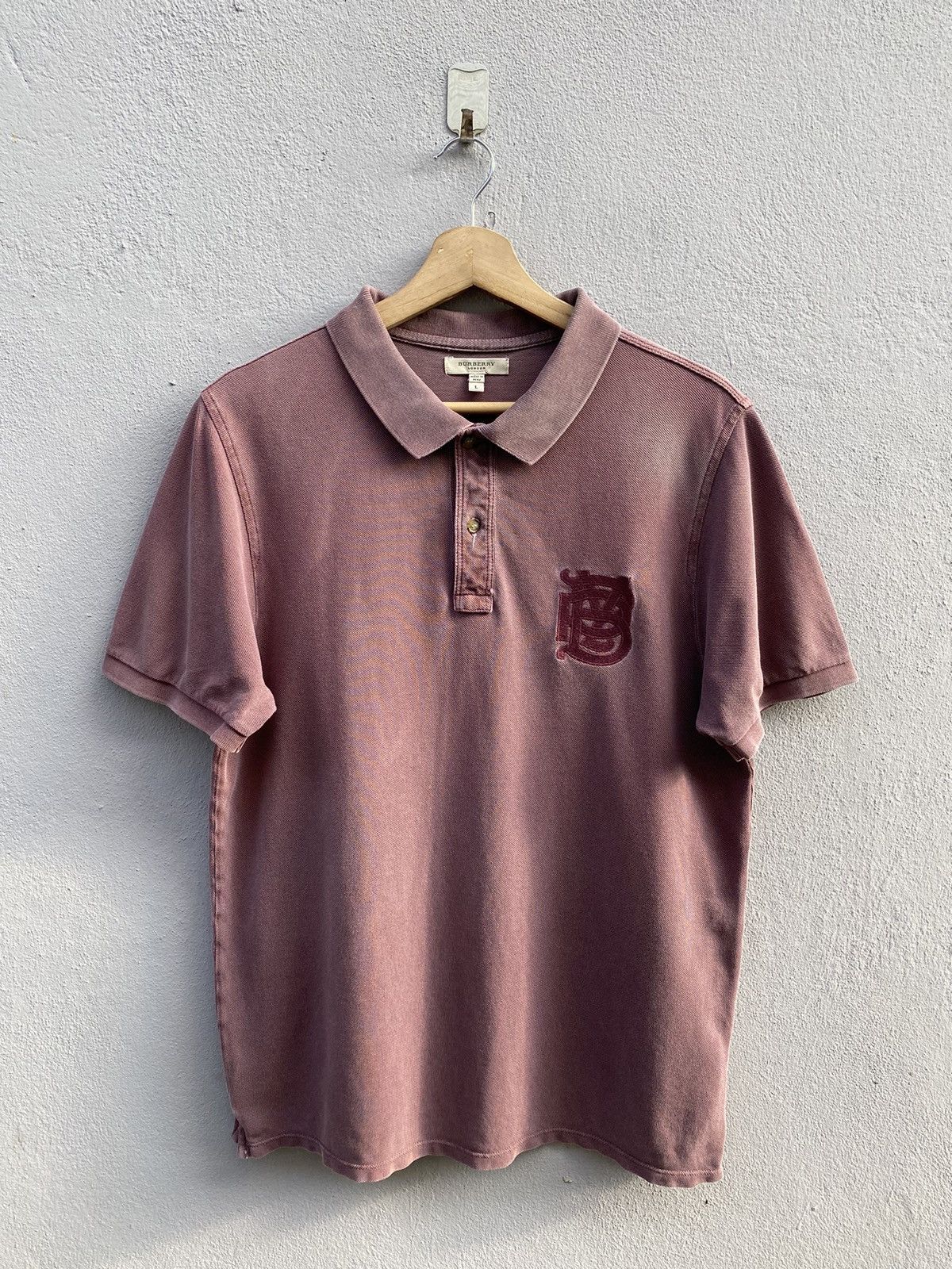 Burberry London Purplish Washed Embroidery Logo Polo Shirt