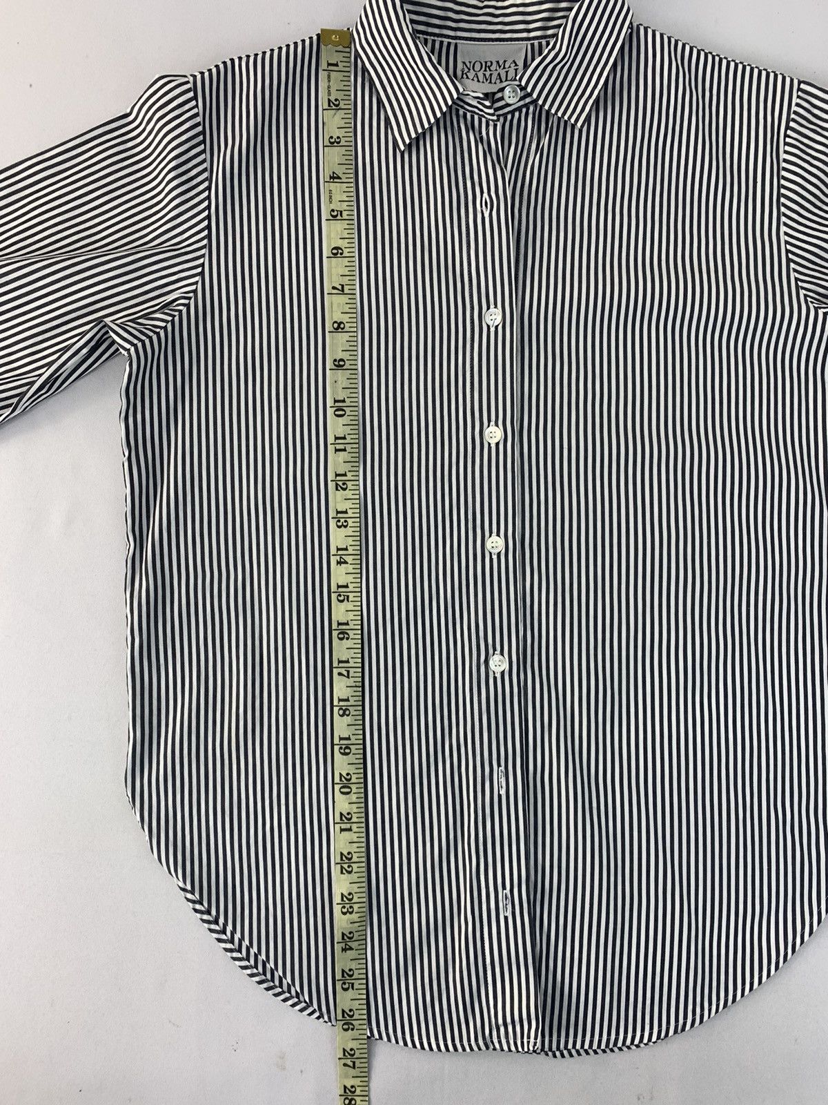 Norma Kamali 90s Norma Kamali Pinstripe Button Up Shirt Hickory Size M / US 6-8 / IT 42-44 - 7 Thumbnail