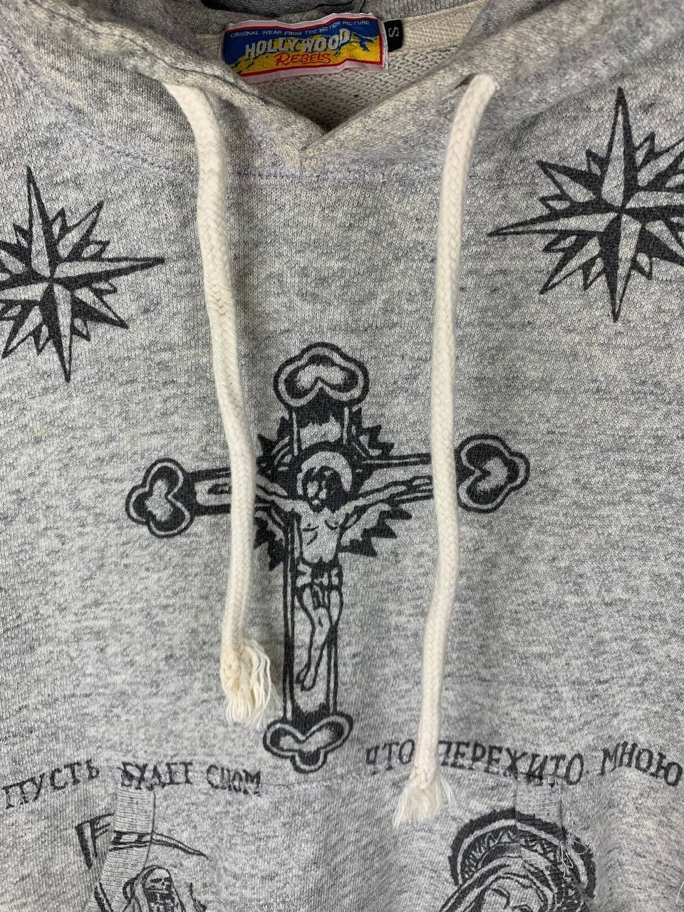 Japanese Brand Vintage Hollywood Rebels Jesus Fullprint Hoodie Size US S / EU 44-46 / 1 - 3 Thumbnail