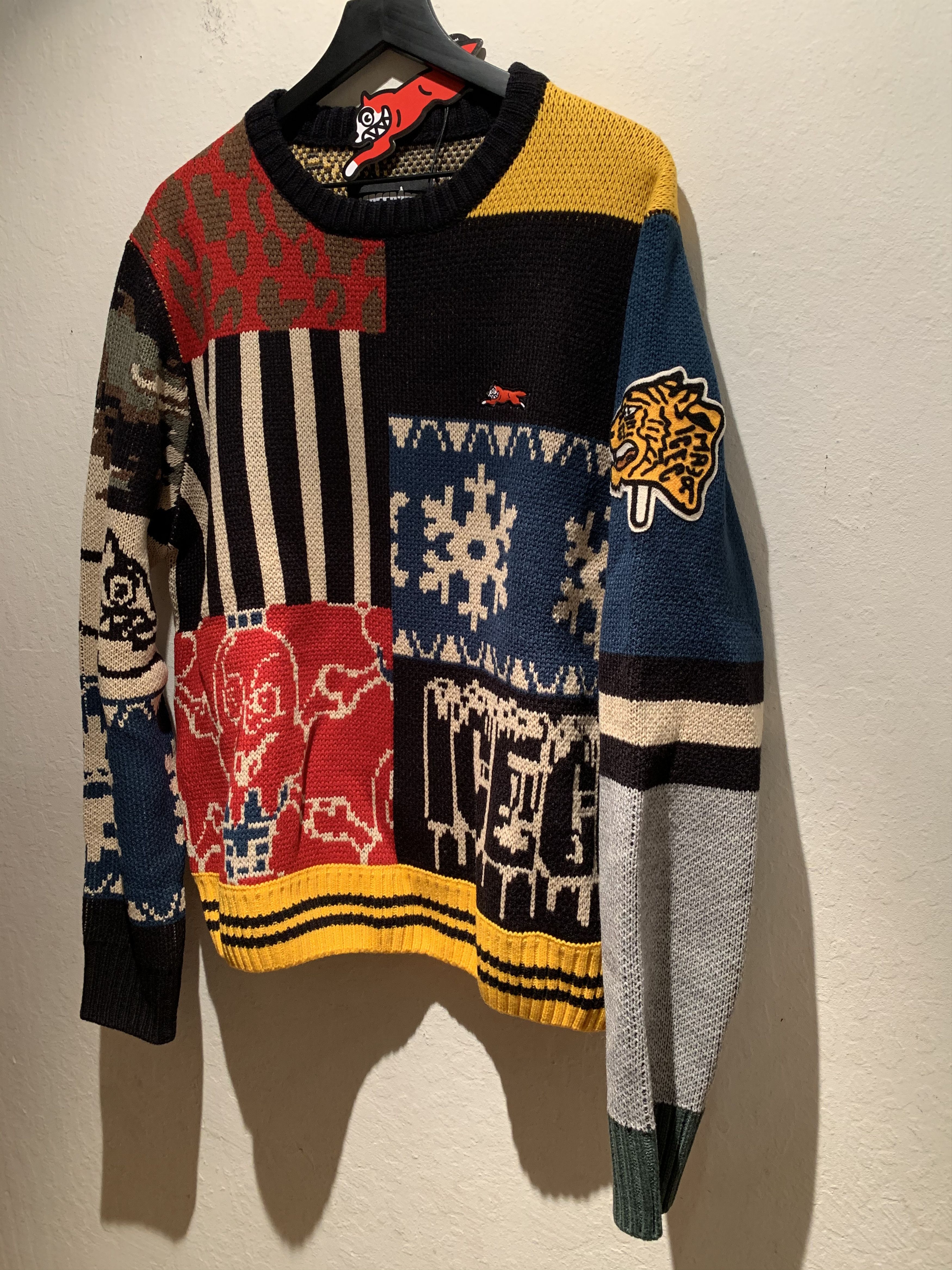 Image of Billionaire Boys Club x Icecream New Ice Cream Patchwork Knit Sweater - XL in Black, Men's