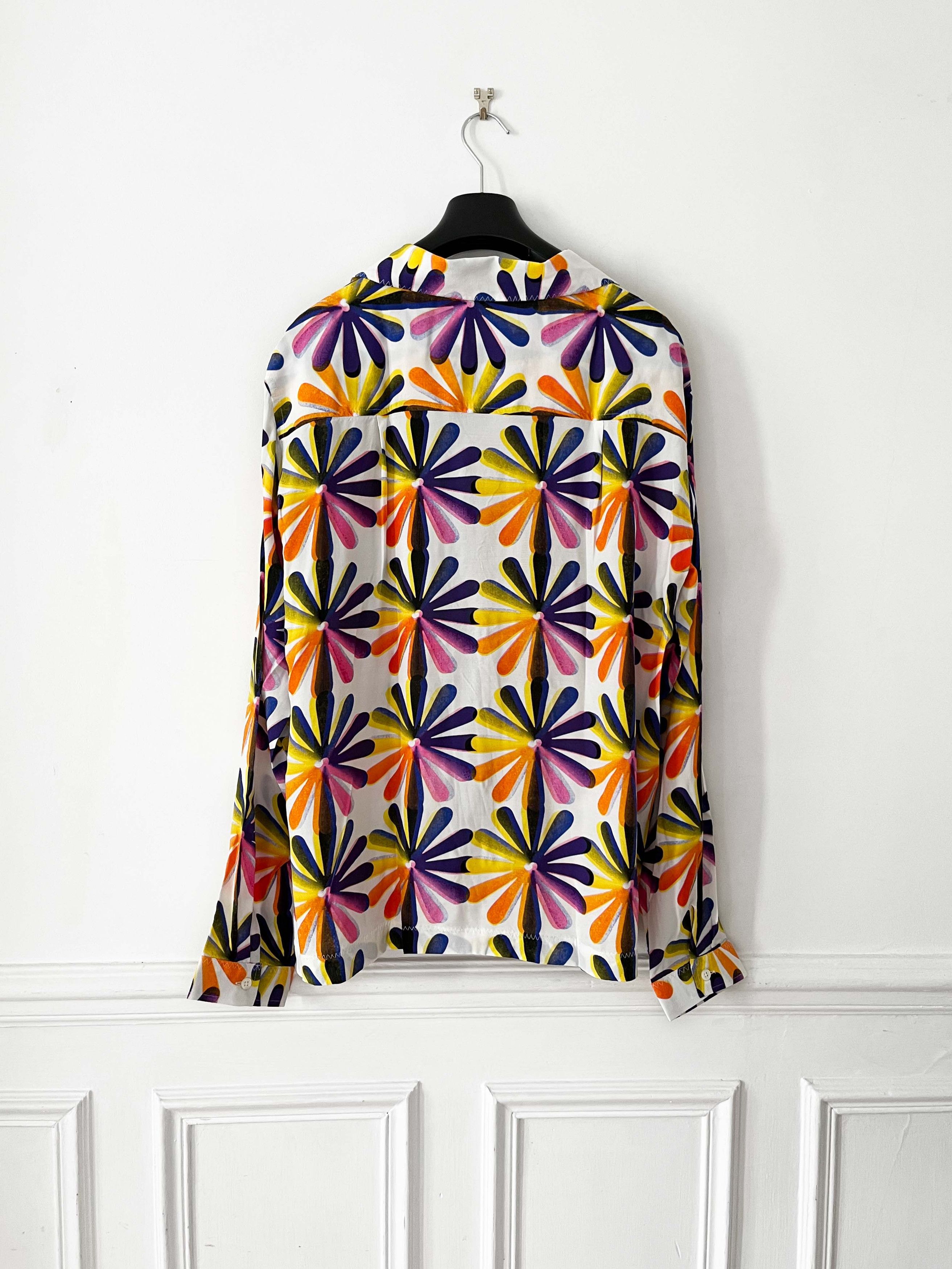 ERL ERL Multicolor Tie Dye Floral Long Sleeve Rayon Shirt Size US M / EU 48-50 / 2 - 2 Thumbnail