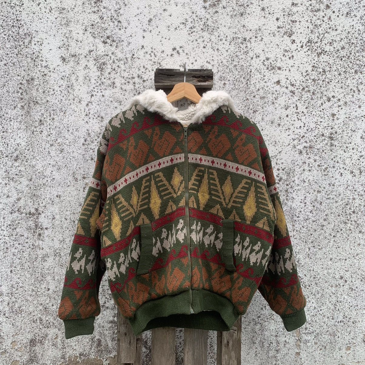 Japanese Brand Japanese Vintage Knit Sherpa Fleece Sweater Tribal Jacket Size US L / EU 52-54 / 3 - 2 Thumbnail