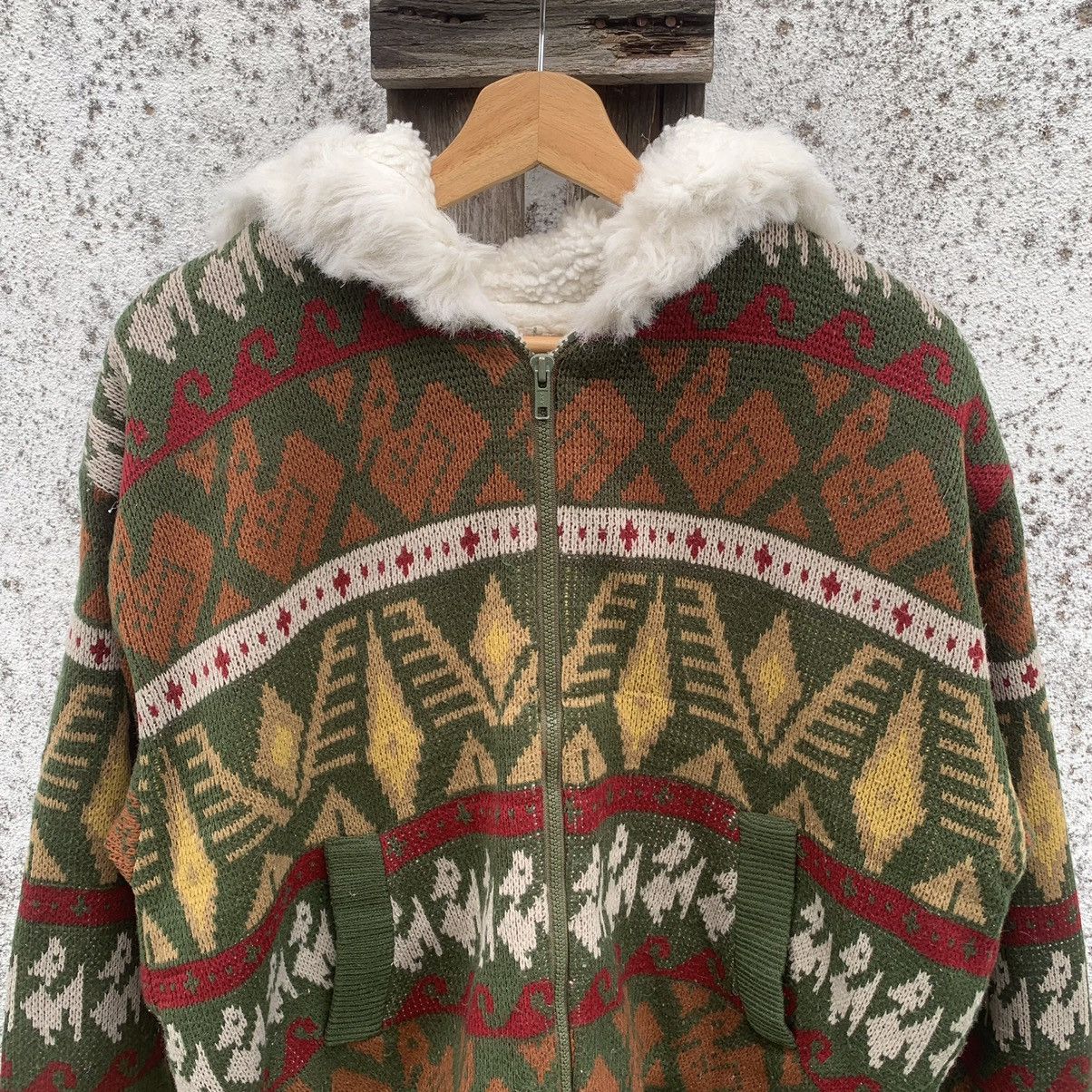 Japanese Brand Japanese Vintage Knit Sherpa Fleece Sweater Tribal Jacket Size US L / EU 52-54 / 3 - 3 Thumbnail