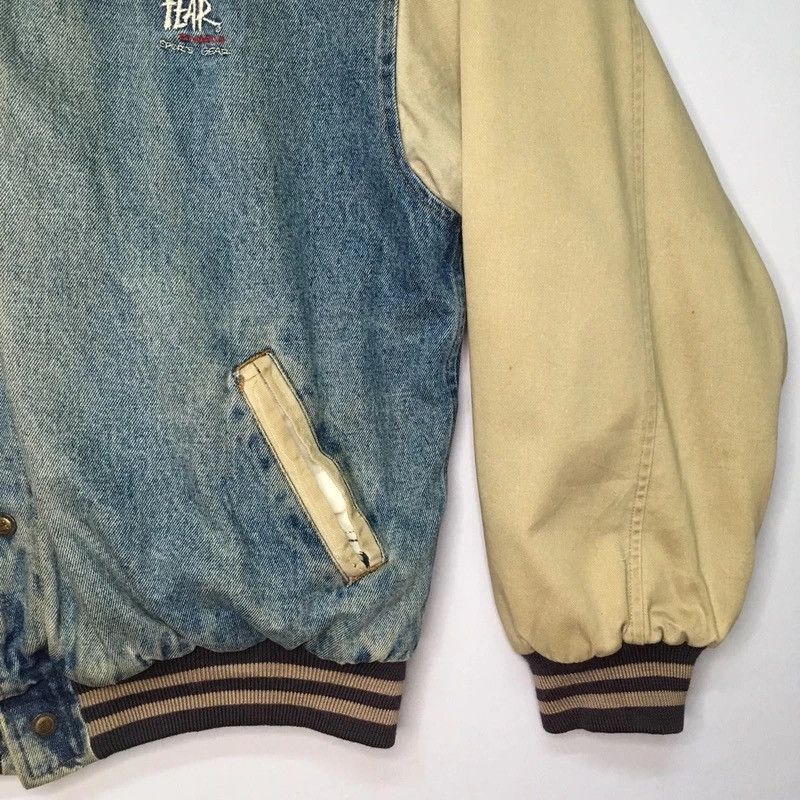 No Fear × Vintage No Fear Embroidery Varsity Denim Faded Jacket Size US L / EU 52-54 / 3 - 5 Thumbnail
