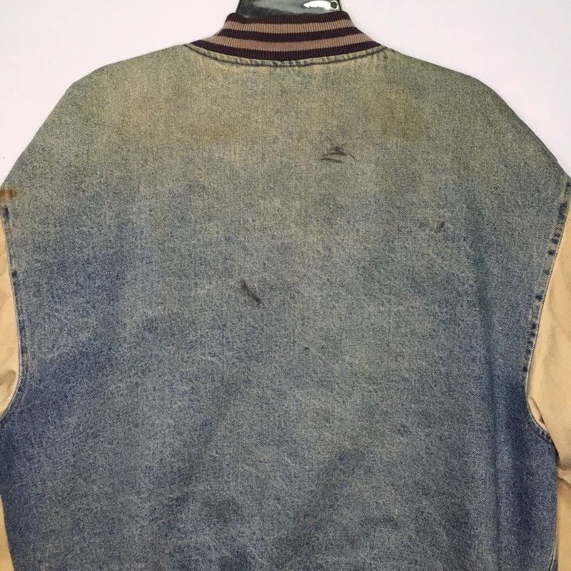 No Fear × Vintage No Fear Embroidery Varsity Denim Faded Jacket Size US L / EU 52-54 / 3 - 9 Thumbnail