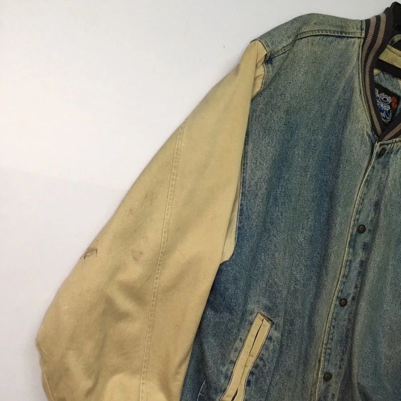 No Fear × Vintage No Fear Embroidery Varsity Denim Faded Jacket Size US L / EU 52-54 / 3 - 6 Thumbnail
