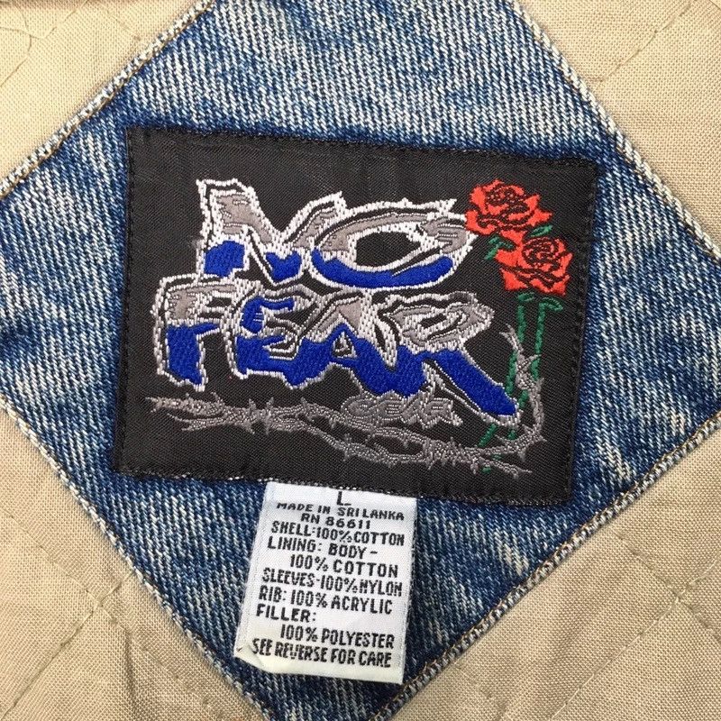 No Fear × Vintage No Fear Embroidery Varsity Denim Faded Jacket Size US L / EU 52-54 / 3 - 13 Thumbnail