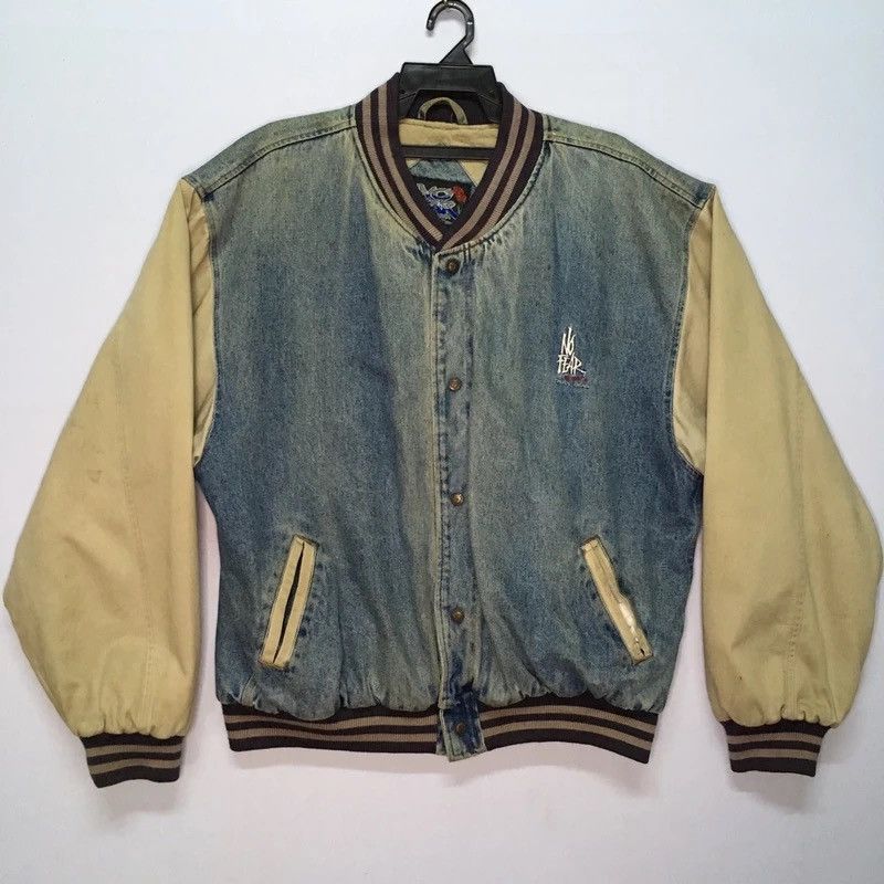 Denim Varsity Jacket outlet Vintage No Fear