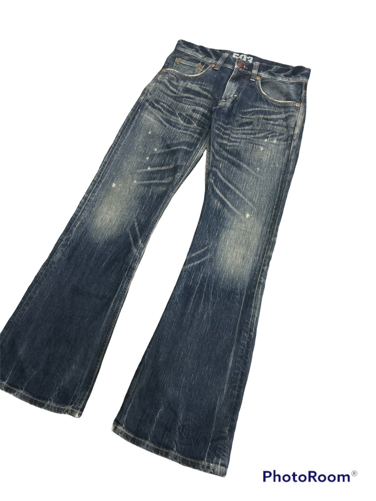 Edwin Distressed Denim Edwin 503 Blue Trip Flared Pants Size US 29 - 4 Thumbnail