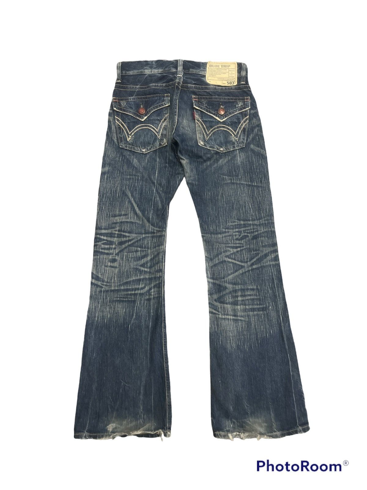 Edwin Distressed Denim Edwin 503 Blue Trip Flared Pants Size US 29 - 5 Thumbnail