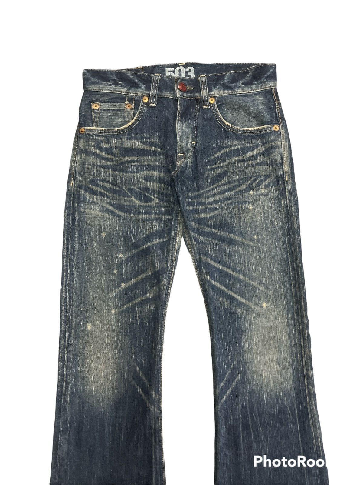Edwin Distressed Denim Edwin 503 Blue Trip Flared Pants Size US 29 - 3 Thumbnail