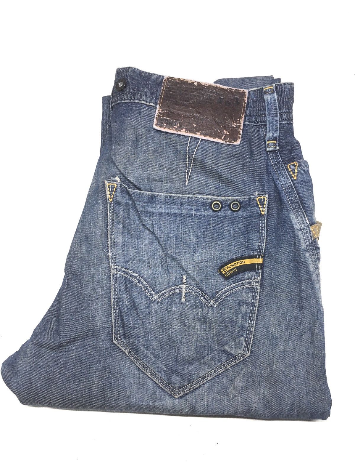 image of Vintage E Function Edwin 503 Distressed Denim in Blue, Men's (Size 30)